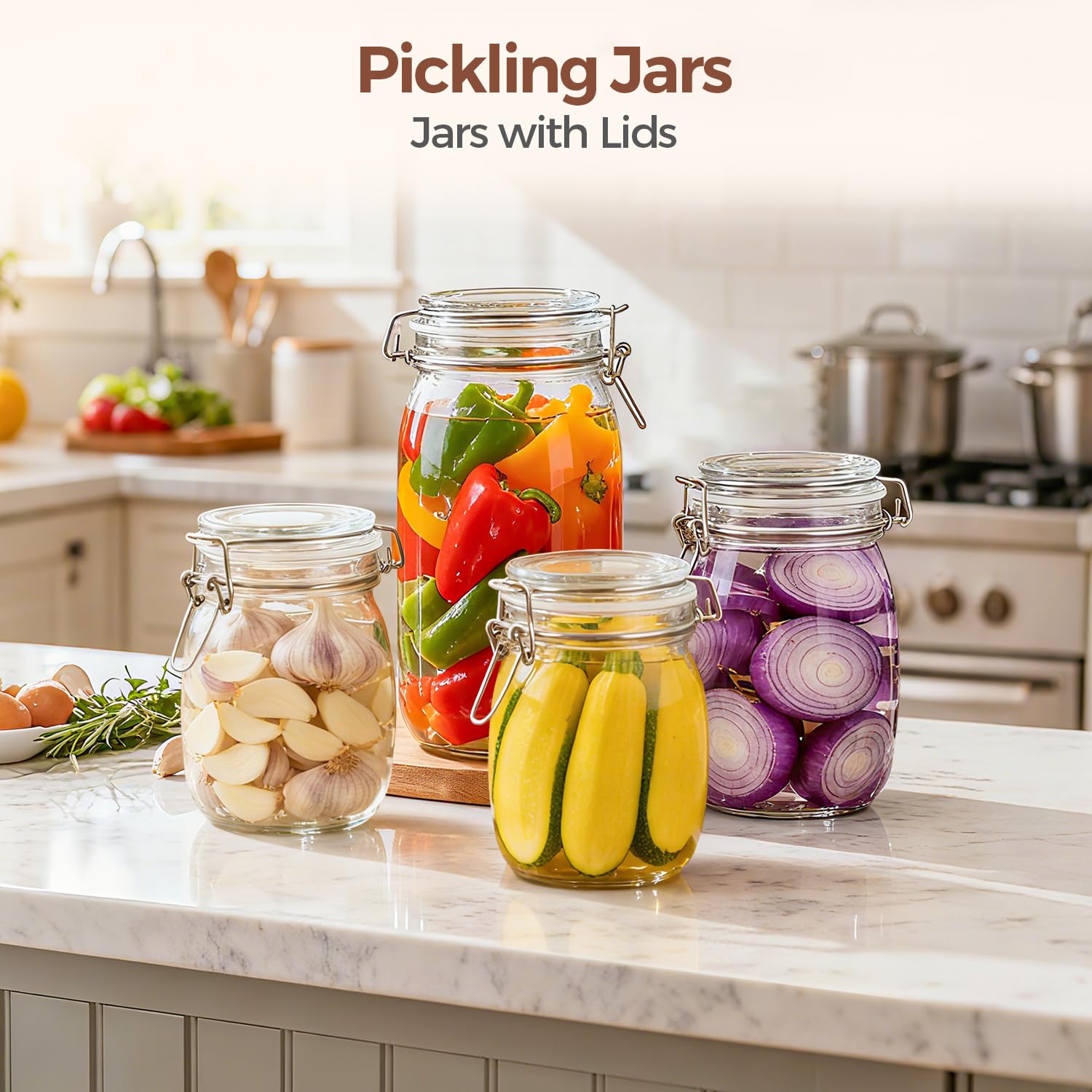 Large Glass Jars with Airtight Lids 71 oz 3 Pack Pantry Organization (3 Count)