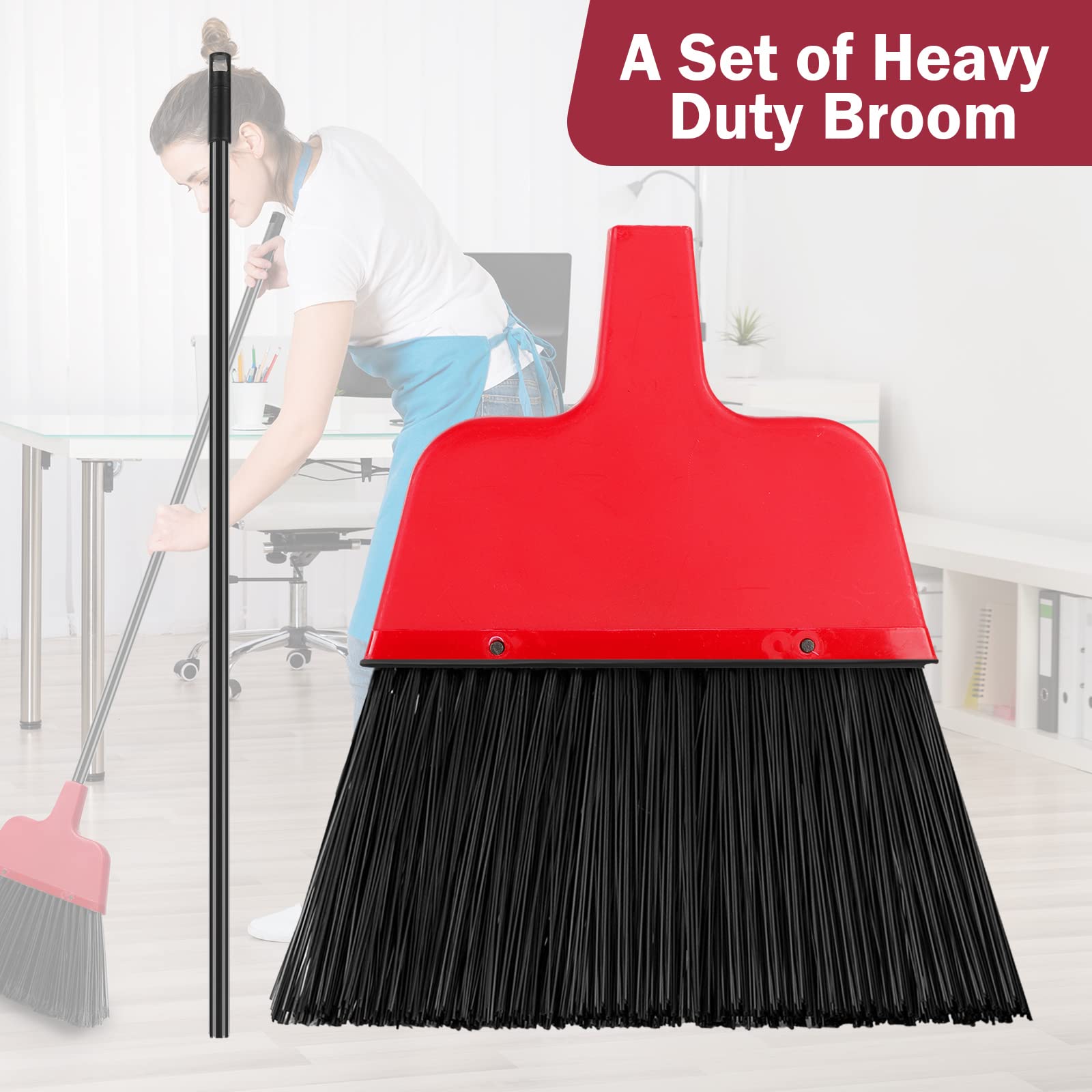 8 Pcs Outdoor Broom for Floor Cleaning 54 Inch Commercial Heavy Duty Broom Long Handle Kitchen Household Angle Brooms for Sweeper Sweeping Indoor Dust Hair Cleaner Corn Shop