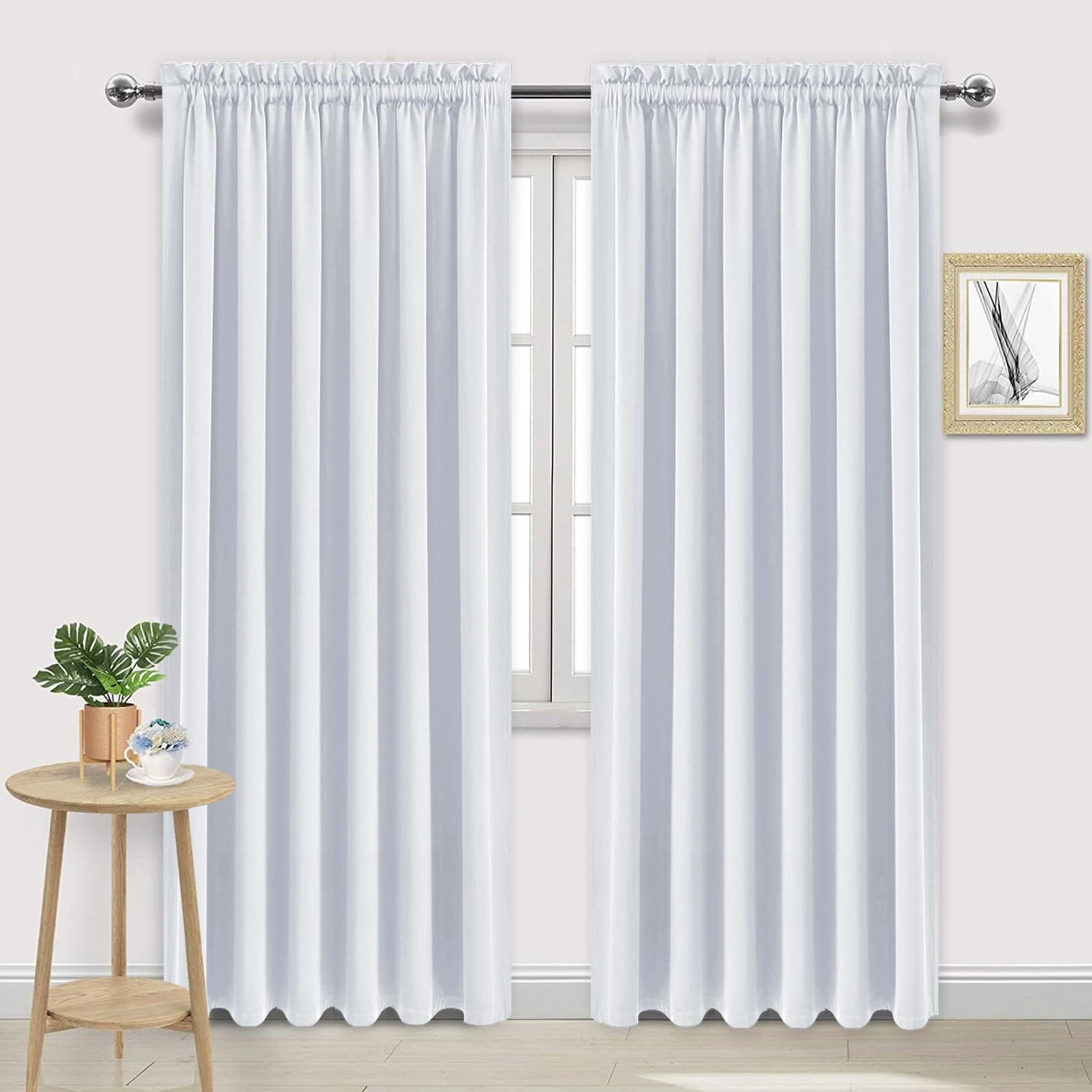 White Room Darkening Curtains for Bedroom (2 Count)