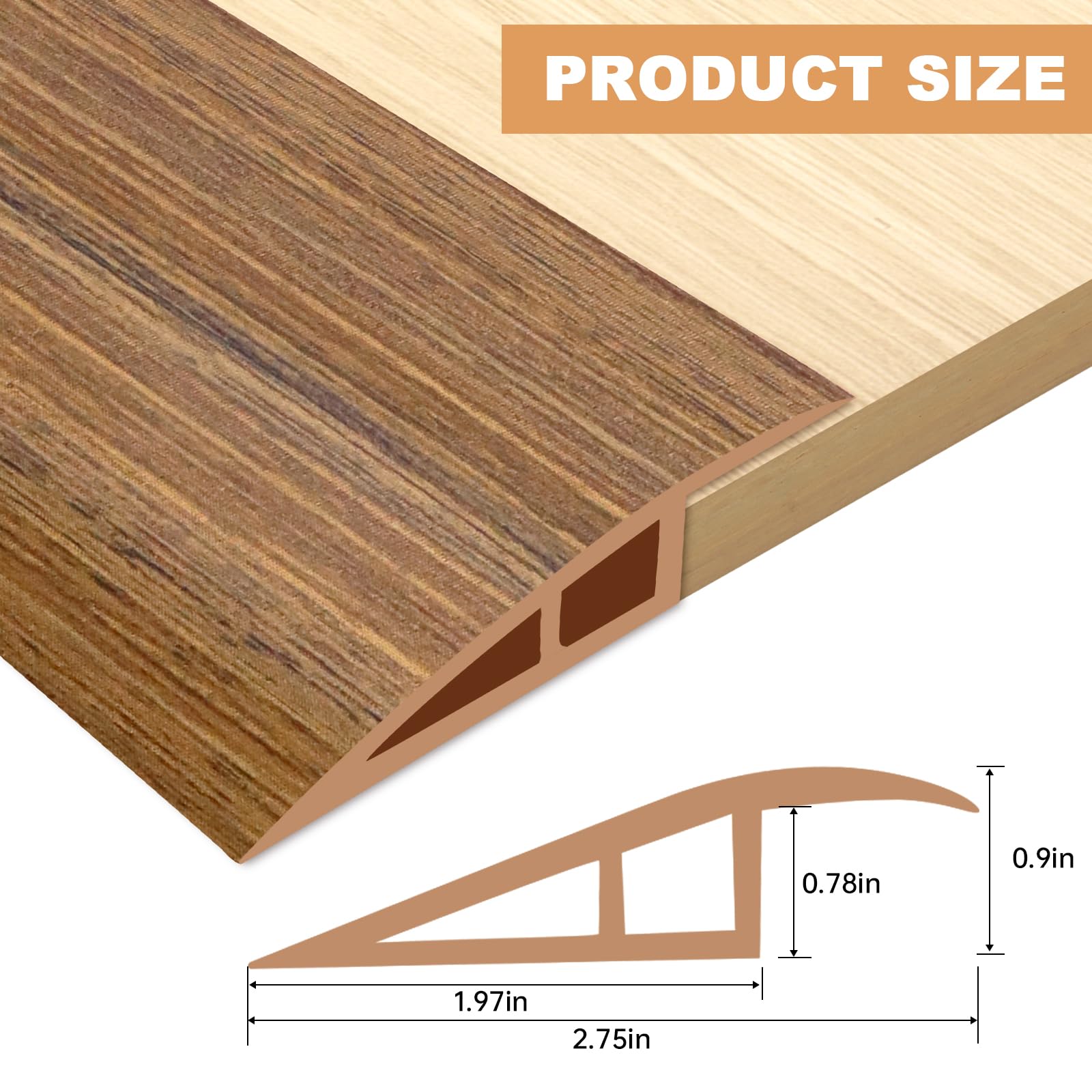 Vinyl Door Threshold Flooring Transition Strip Self Adhesive Carpet Edging Strip for Laminate Doorway Edge Threshold from 3 (6.6 Foot)