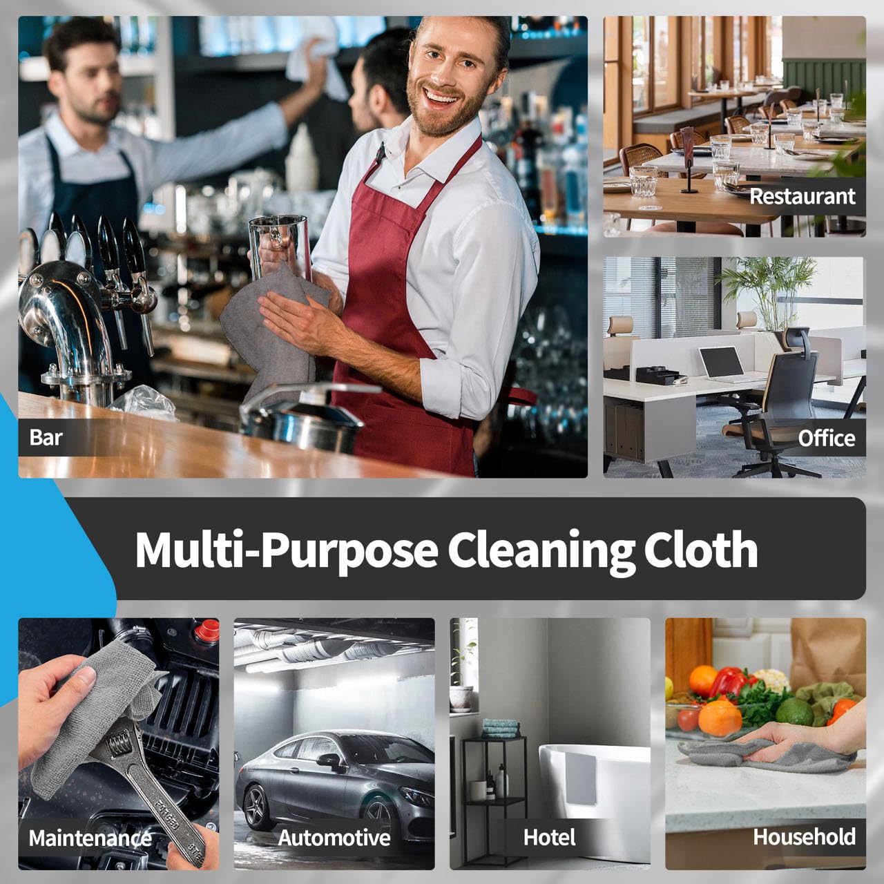 Grey Microfiber Cleaning Cloth (12 Count)