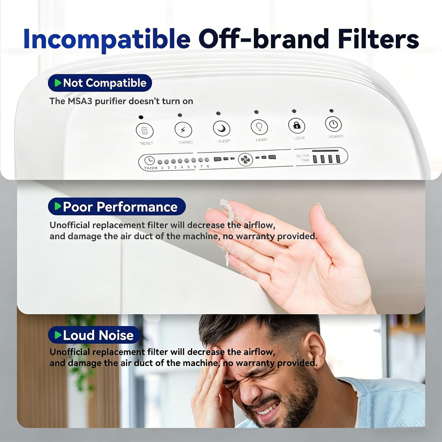 MSA3 MSA3S Genuine Smoke Removal Air Purifier Filter Replacement 1 Pack