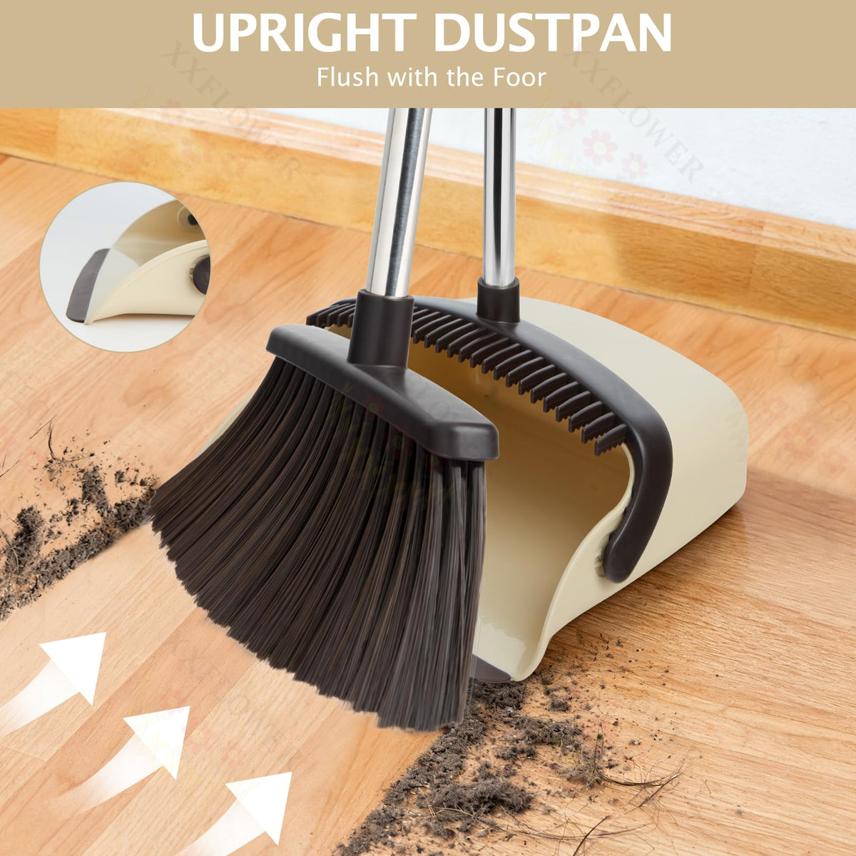 Broom and Dustpan Set with Long Handle