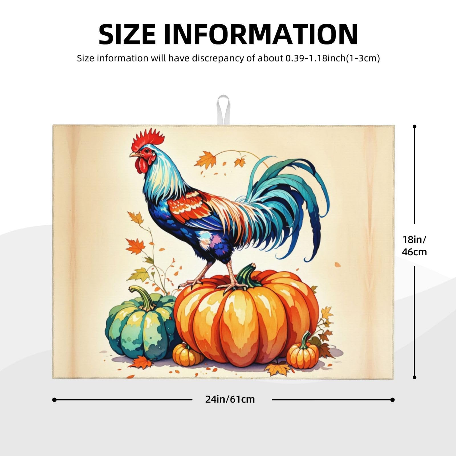 Rooster Pumpkin Dish Drying Mat Highly Absorbent Double