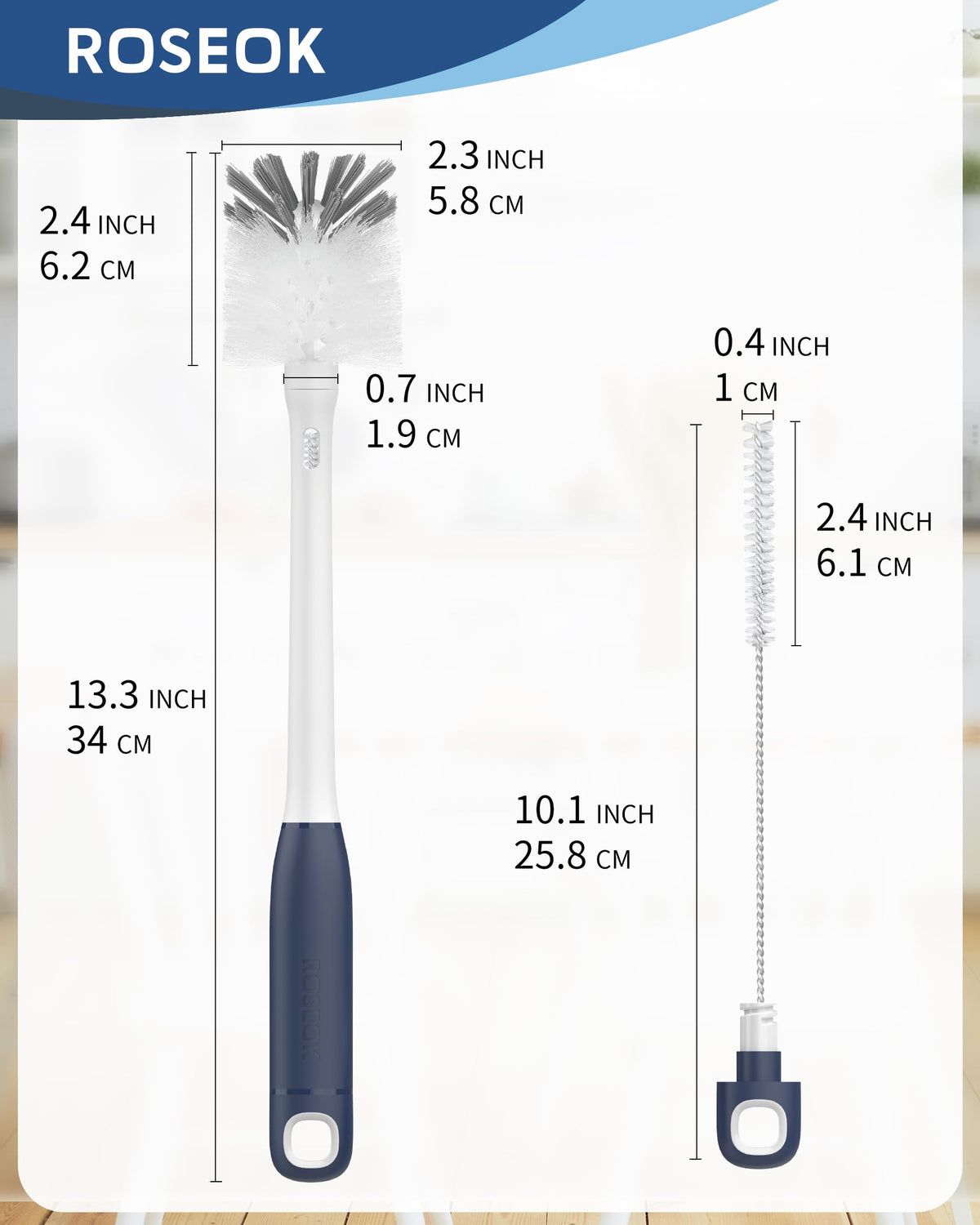 2 in 1 Bottle Brush with Straw Cleaner Brush (2 Count)