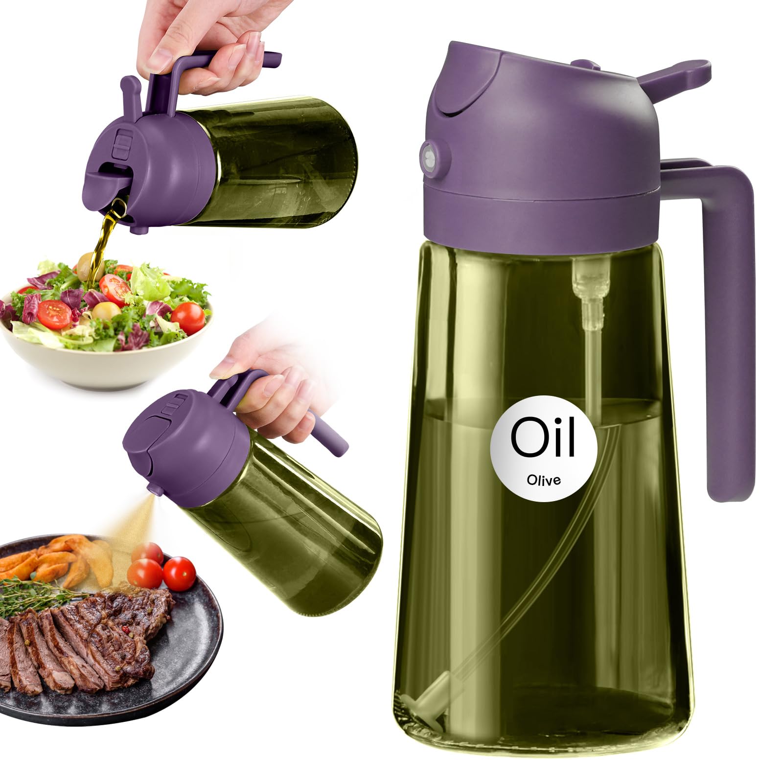 16oz 470ml Dark Green Oil Sprayer for Cooking with Stickers
