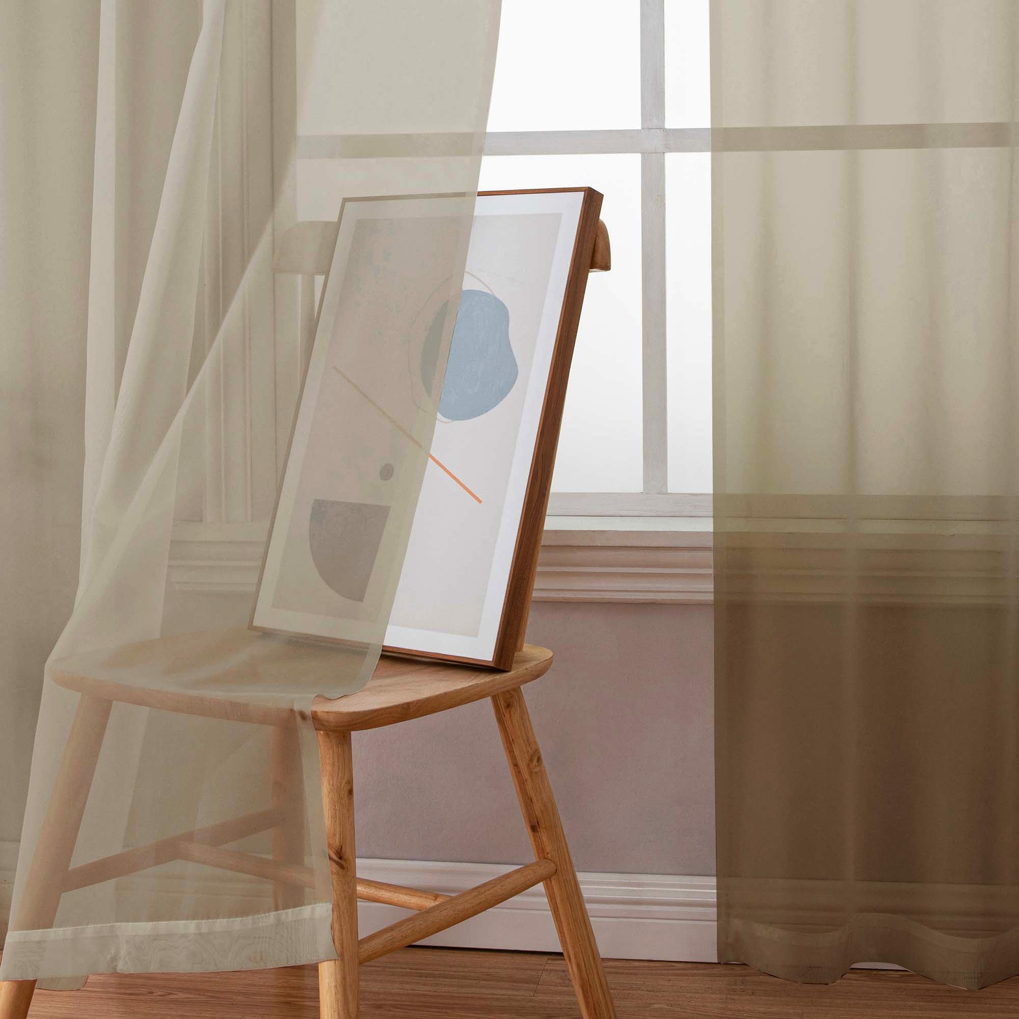 Taupe Sheer Curtains 84 Inches Long for Living Room (2 Count)