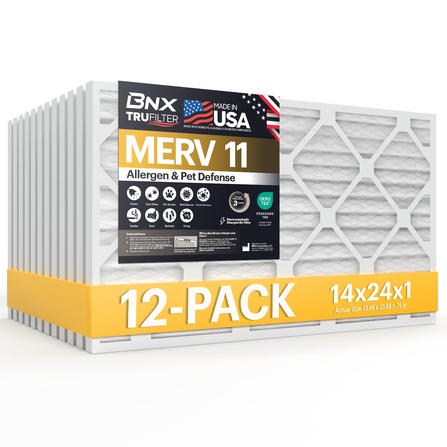 TruFilter 14x24x1 Air Filter MERV 11 (12 Count)
