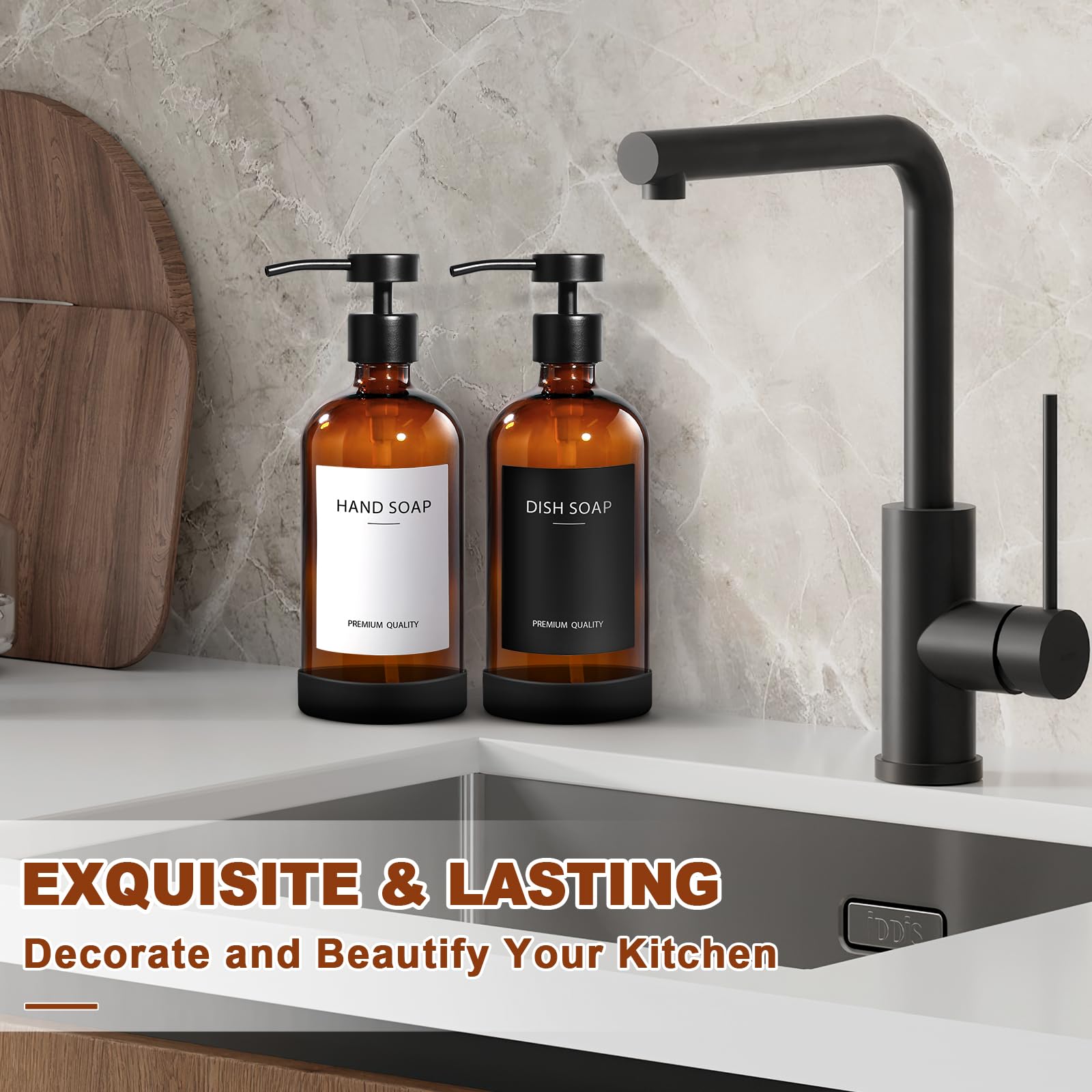 Amber Glass Soap Dispenser 4 Pack (16.9 Fl Oz)