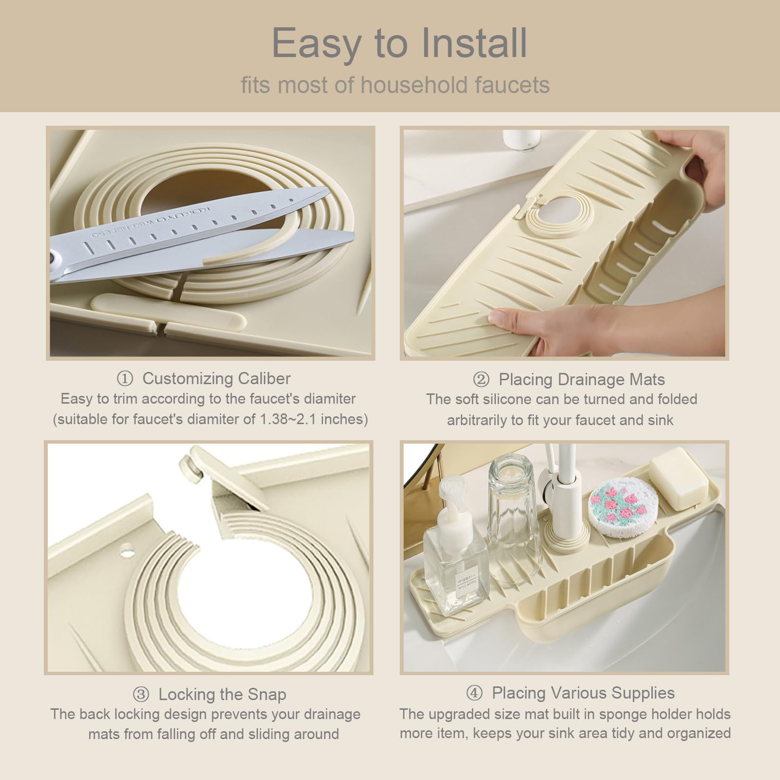 Silicone Faucet Mat with Sponge Holder