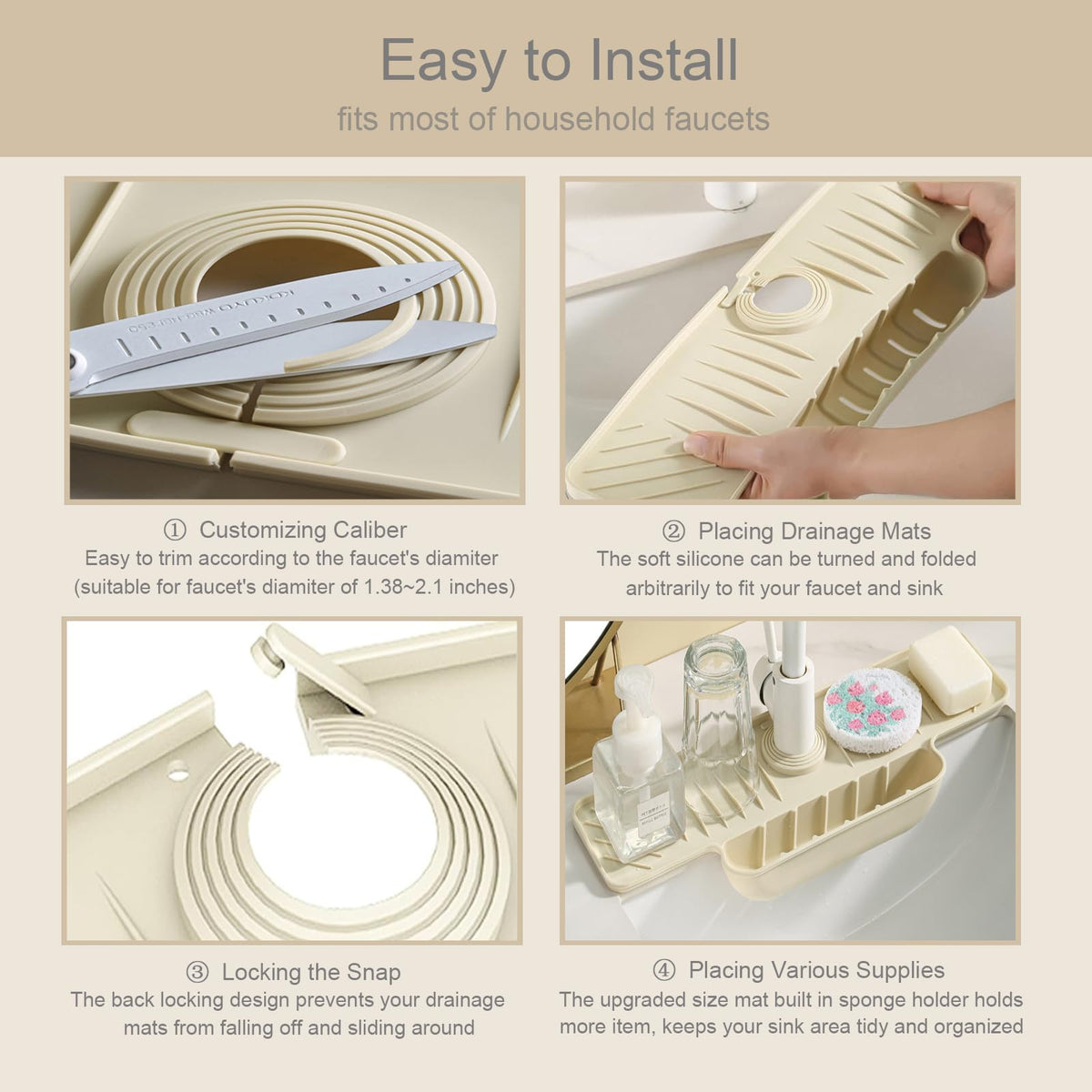 Silicone Faucet Mat with Sponge Holder