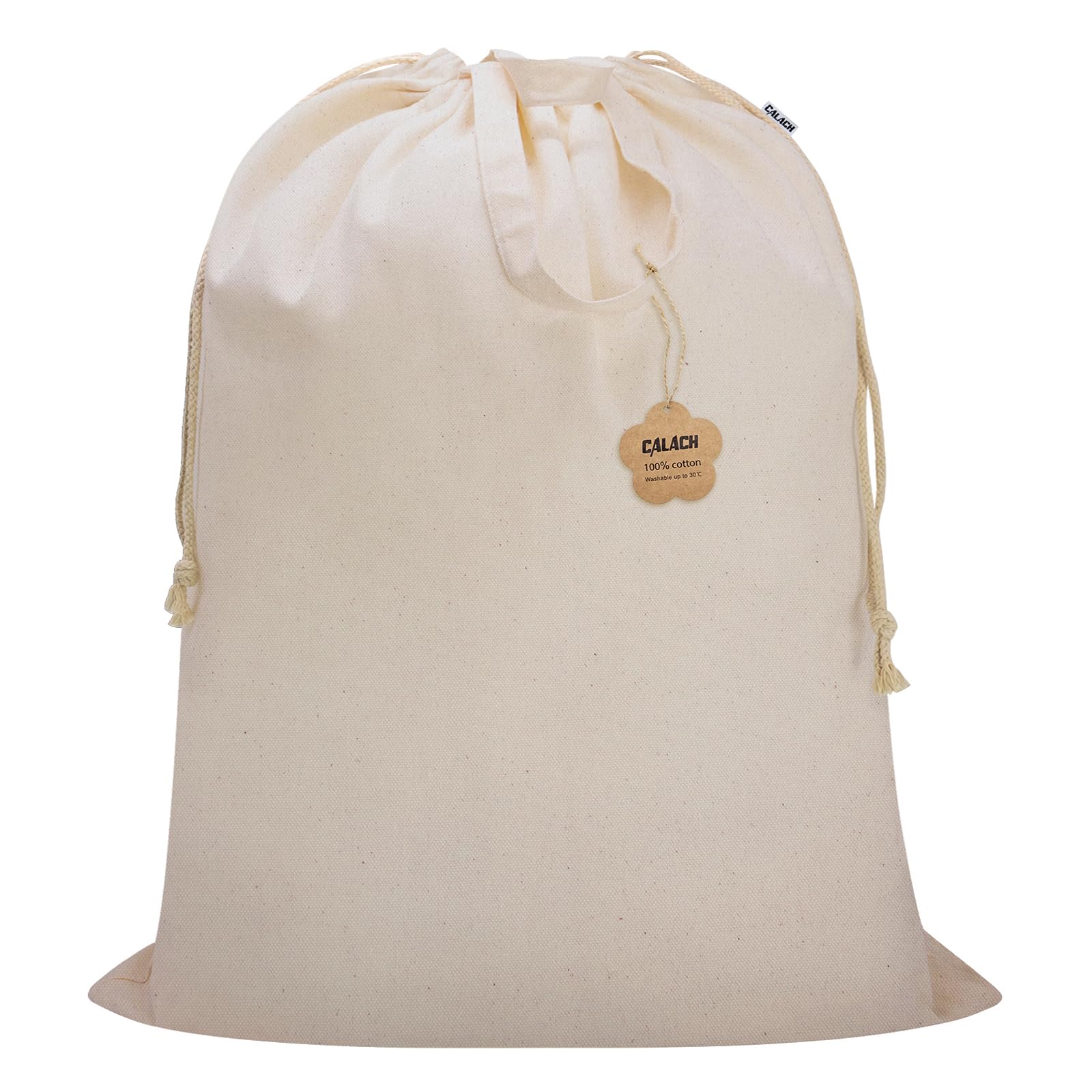 Cotton Canvas Laundry Bag with Handles & Drawstring
