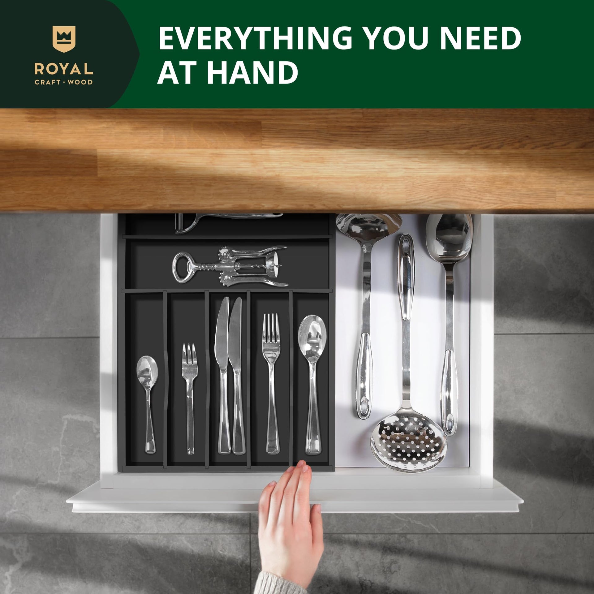 Luxury Bamboo Kitchen Drawer Organizer