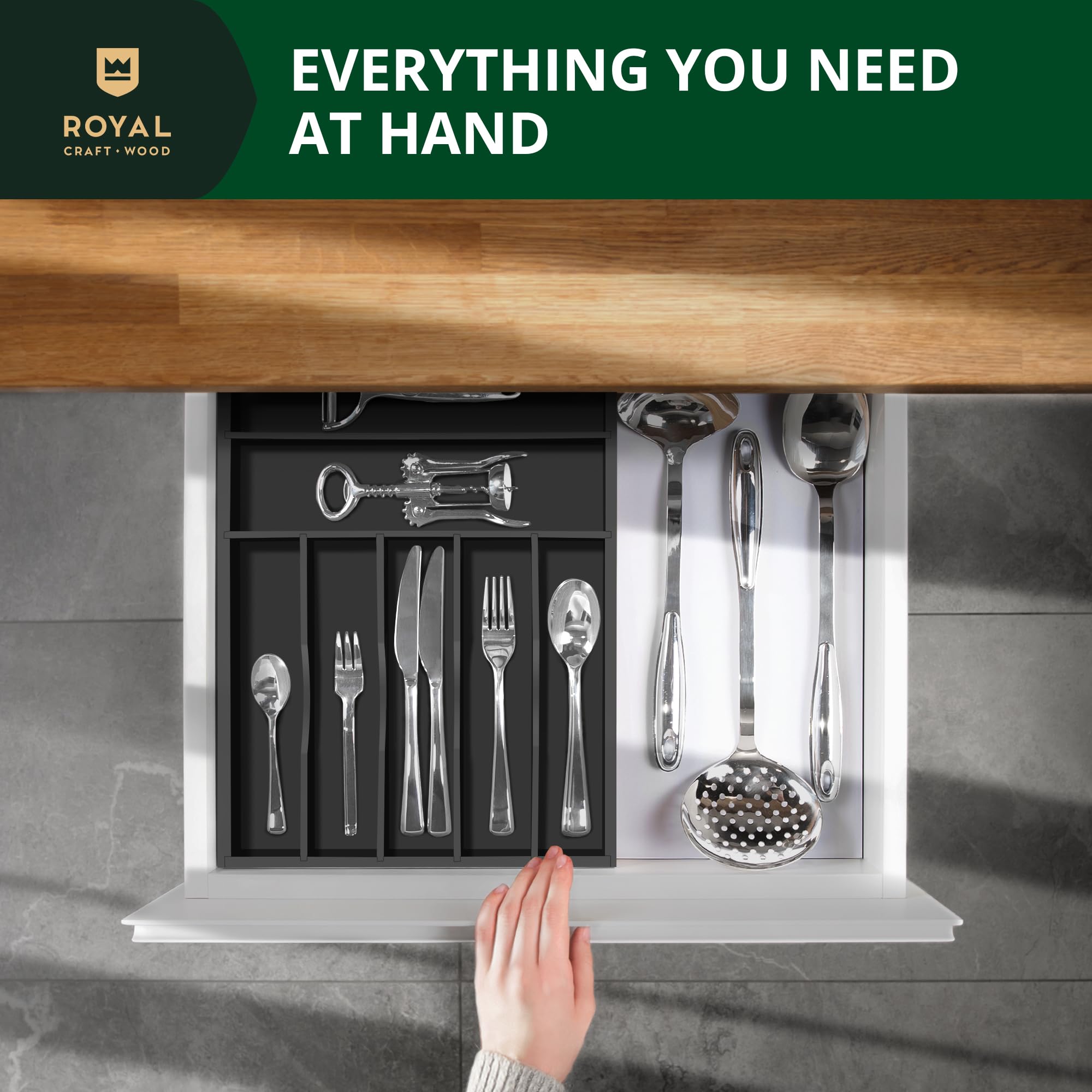 Luxury Bamboo Kitchen Drawer Organizer