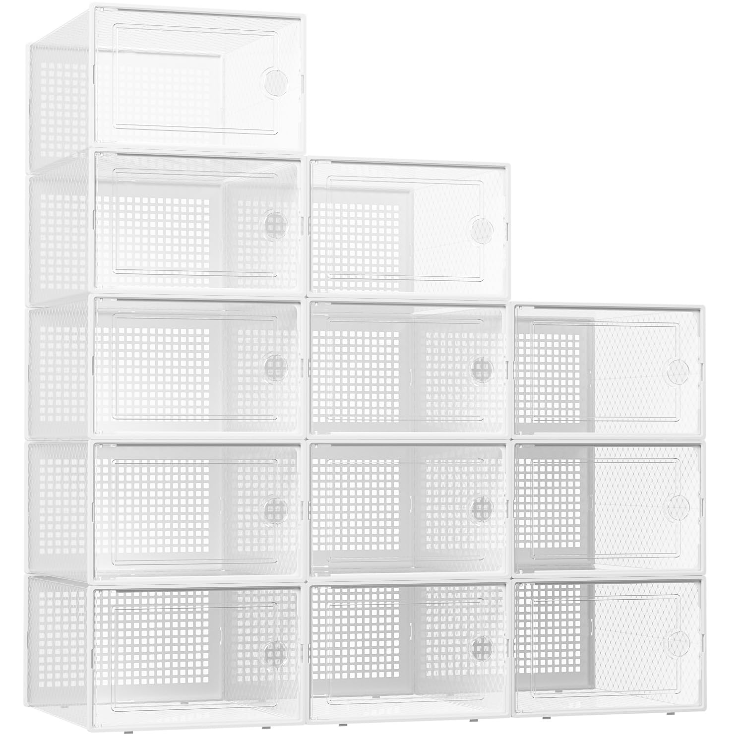 XX Large Shoe Storage Boxes Organizers Clear Plastic Stackable 12 Pack (12 Count)