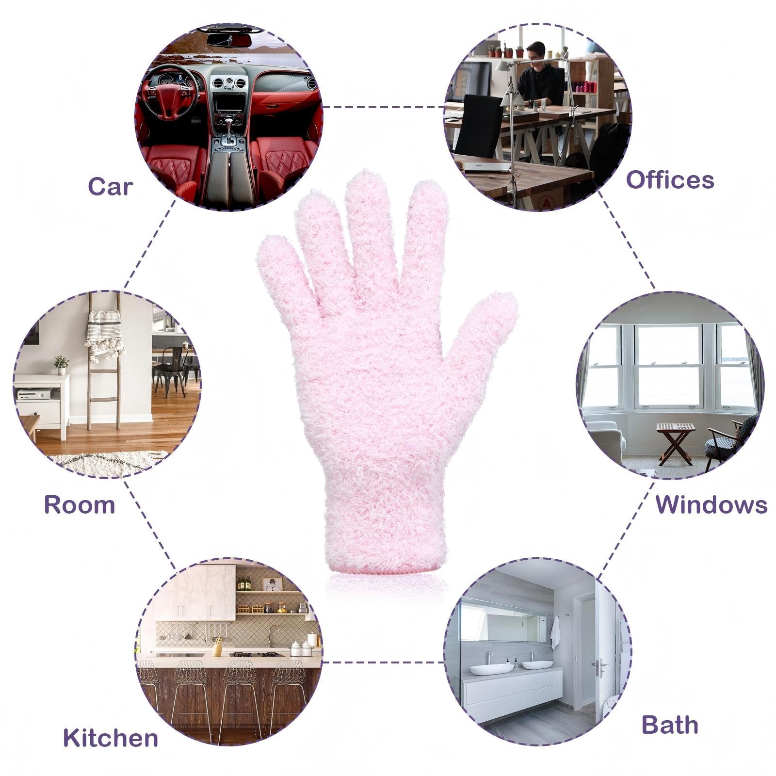 2 Pairs Microfiber Gloves for plants Dusting Cleaning Glove Mittens House Cars Blinds Dusting