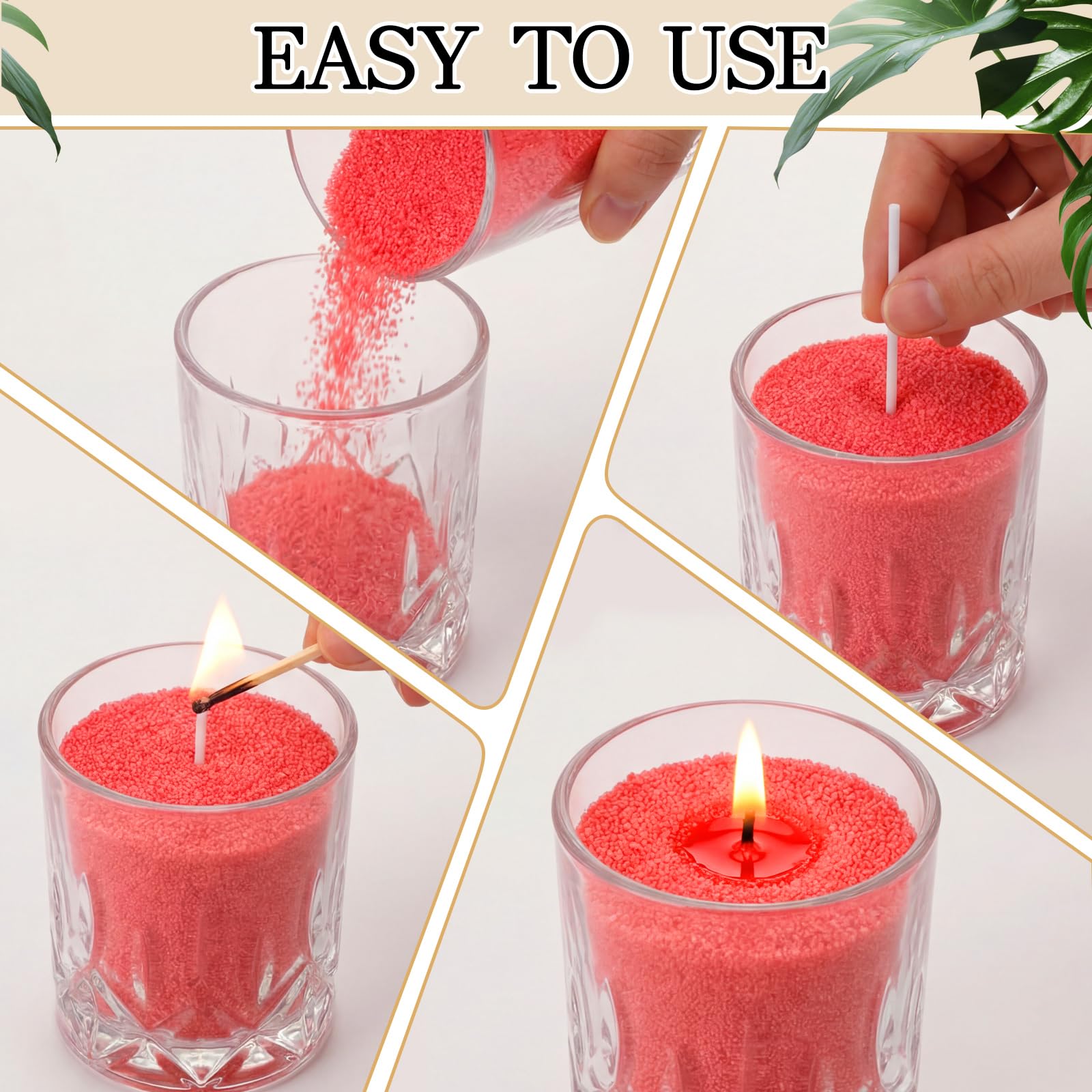Candle Sand 3.3 lb DIY Pearled Candle Making Kit Included 20 Pcs Wicks and Refillable Beaded Wax Sand Beaded Wax Gift with Wicks Self Extinguish for Home Wedding Party Women