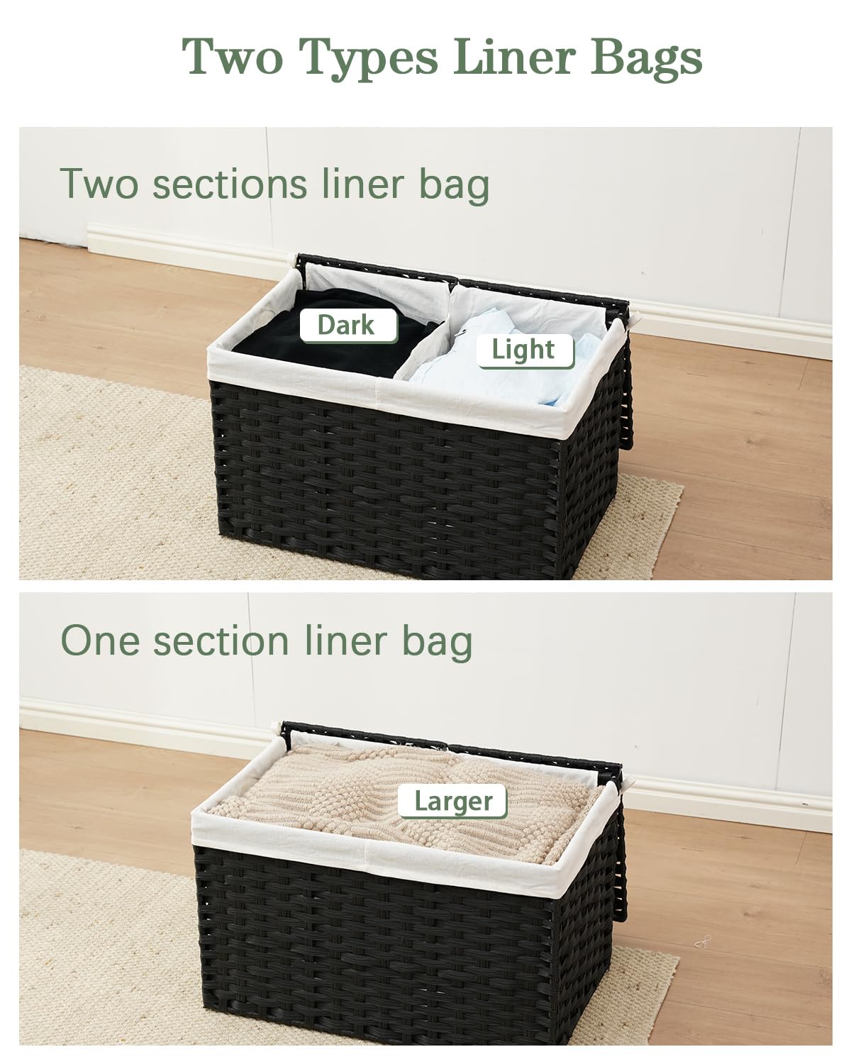 Storage Basket with Lid PE Rattan Woven Storage Bins