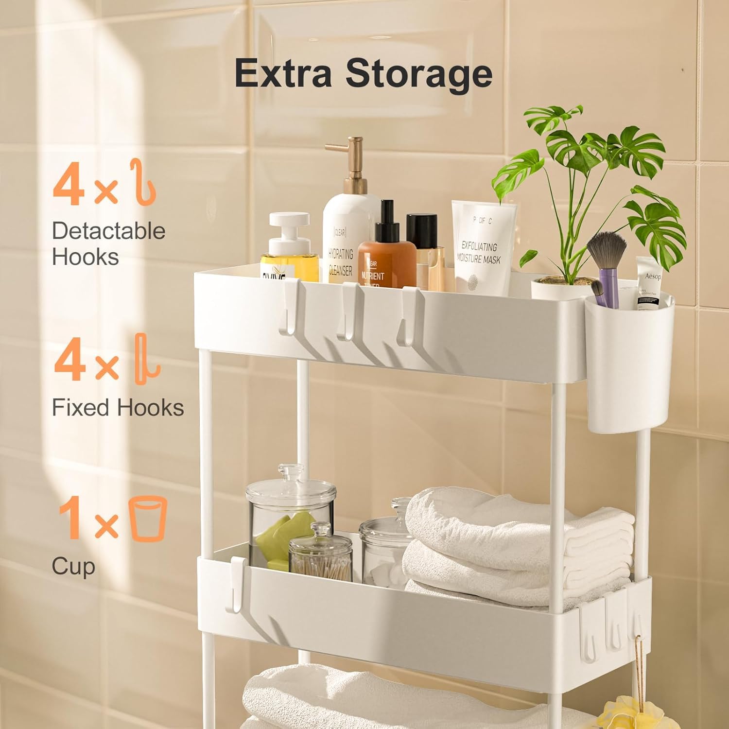 4 Tier Slim Storage Cart with Wheels