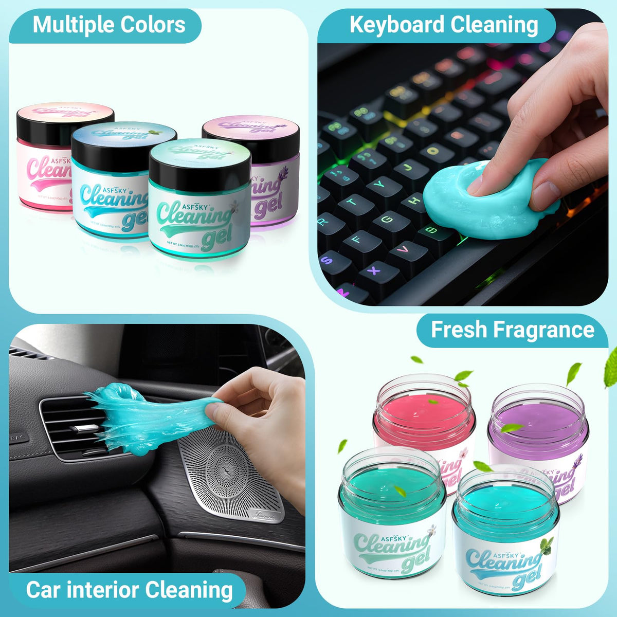 Car Cleaning Gel Universal Cleaning Gel Putty Dust Remover Mint