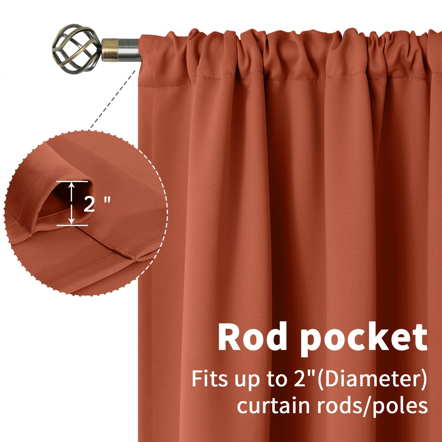 Terracotta Blackout Curtains for Bedroom 54 Inch Length (2 Count)