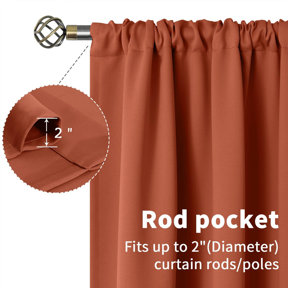 Terracotta Blackout Curtains 45 Inch Length for Bedroom (2 Count)