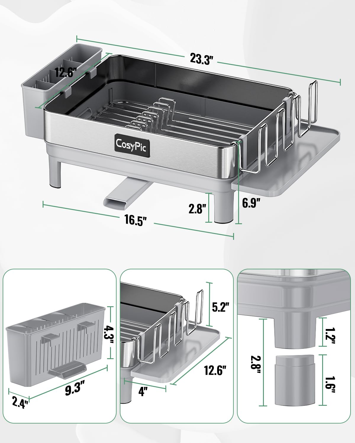 Dish Racks Thicker Premium 304 Stainless Steel Dish Drying Rack for Kitchen Counter