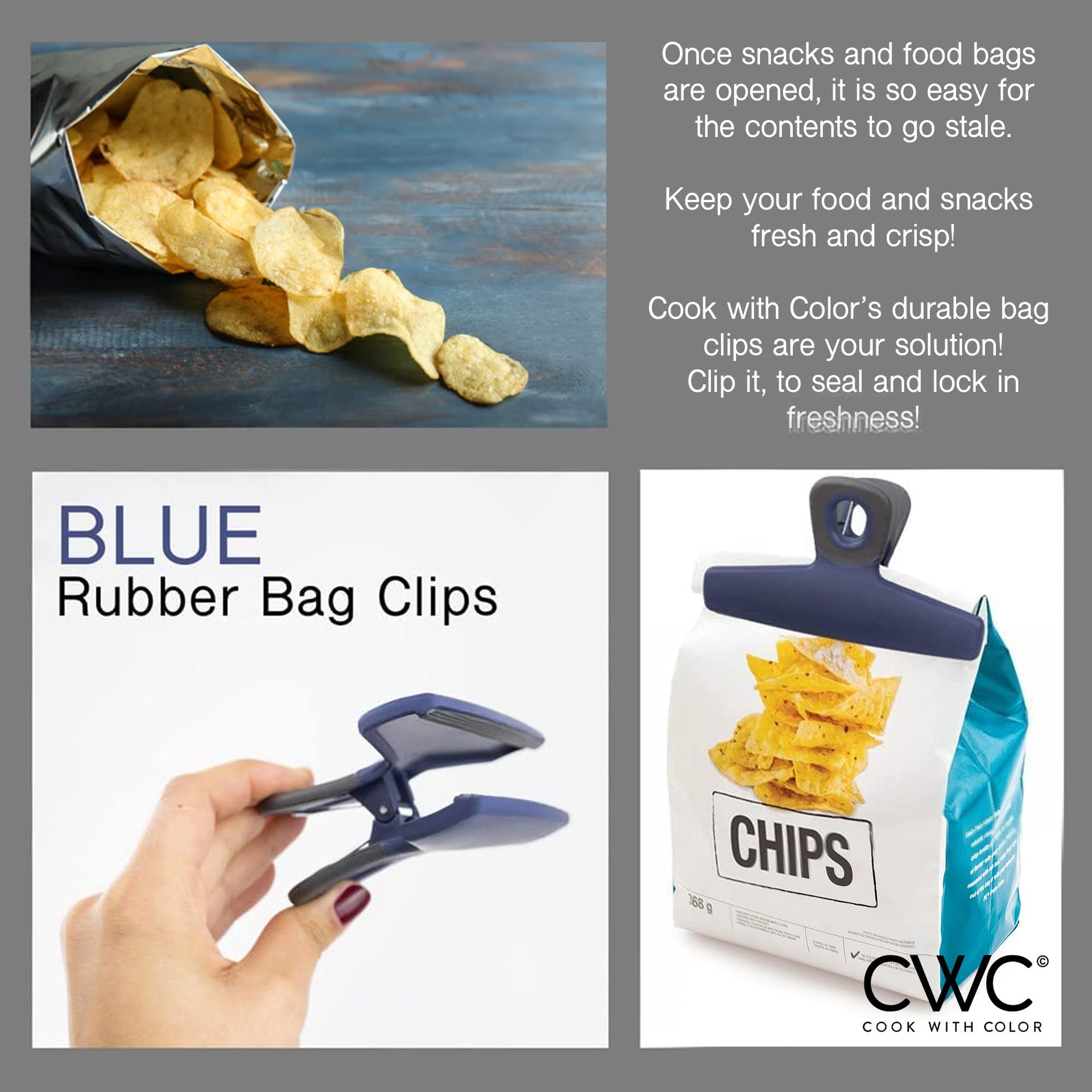 Food Clips Wide Heavy Duty Chip Clips (8 Count)