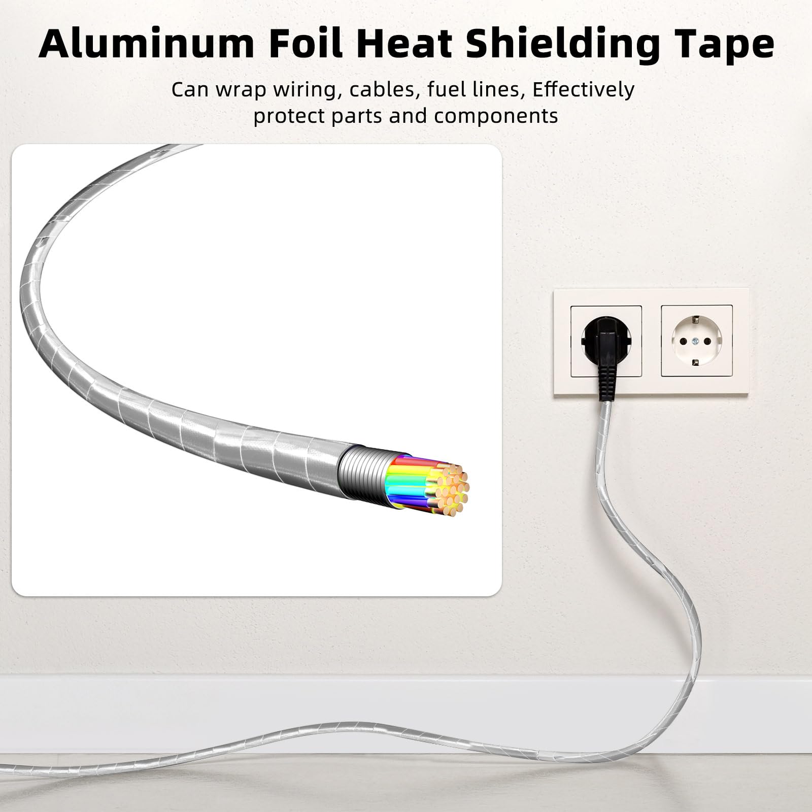 2 Rolls Aluminum Foil Tape Heat Shield Tape Barrier Adhesive Reflective Fiberglass Thermal Insulation Reflective Material High Temp Protection (2 Count)