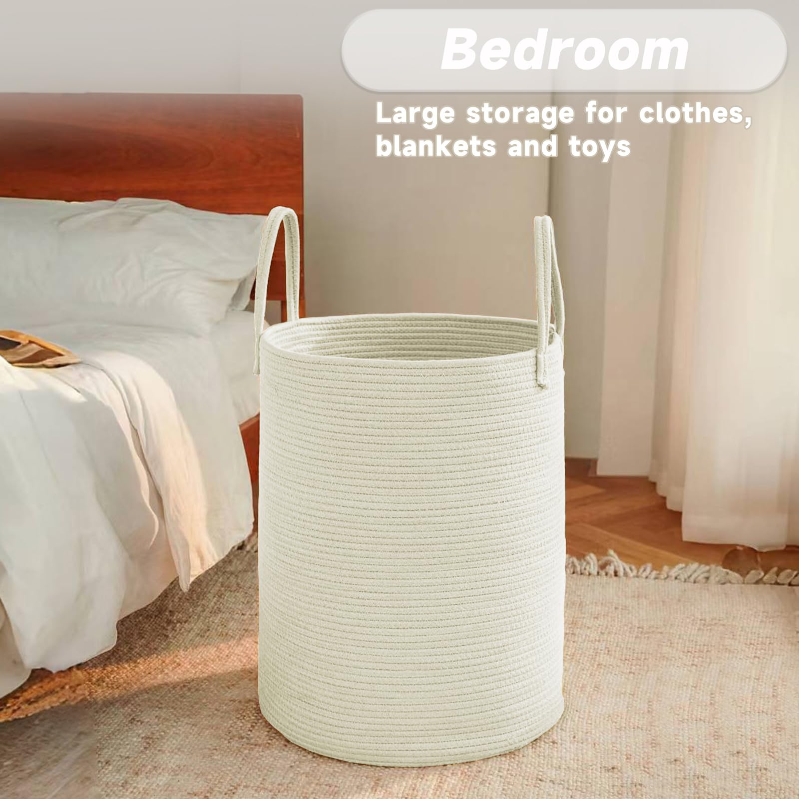 80L Cotton Rope Laundry Basket Hamper