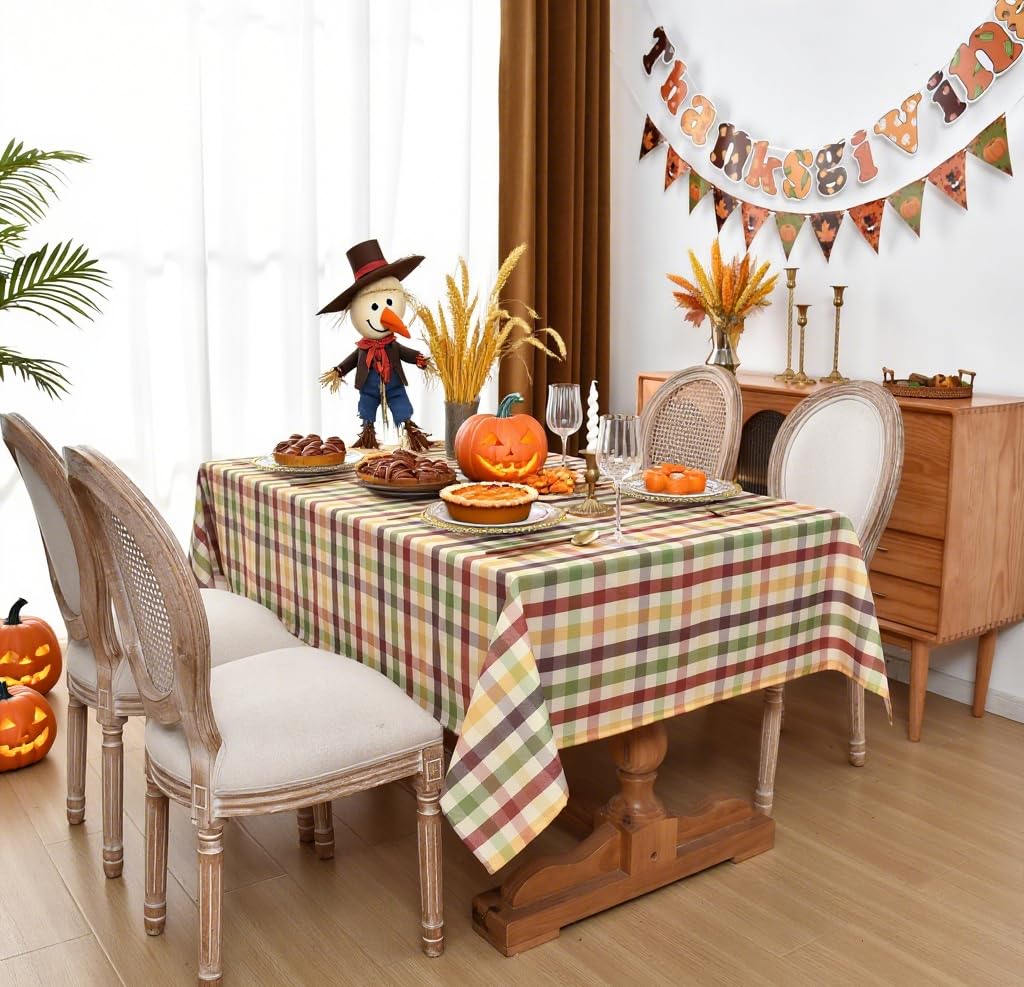 Waterproof Gingham Festive Tablecloth Fabric