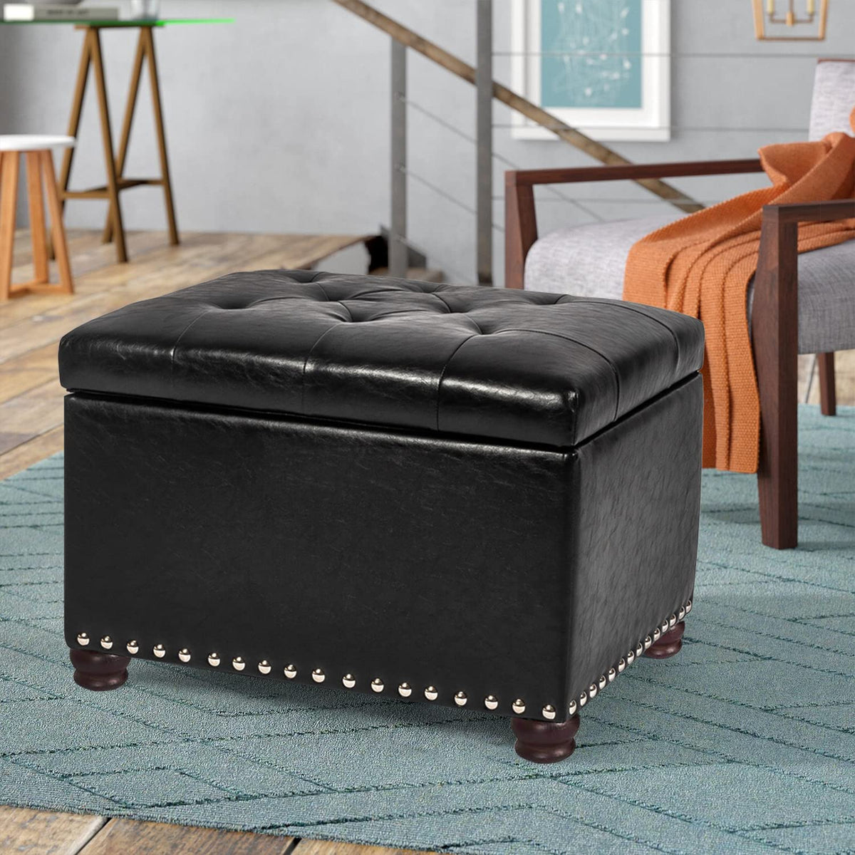 Leather Storage Ottoman