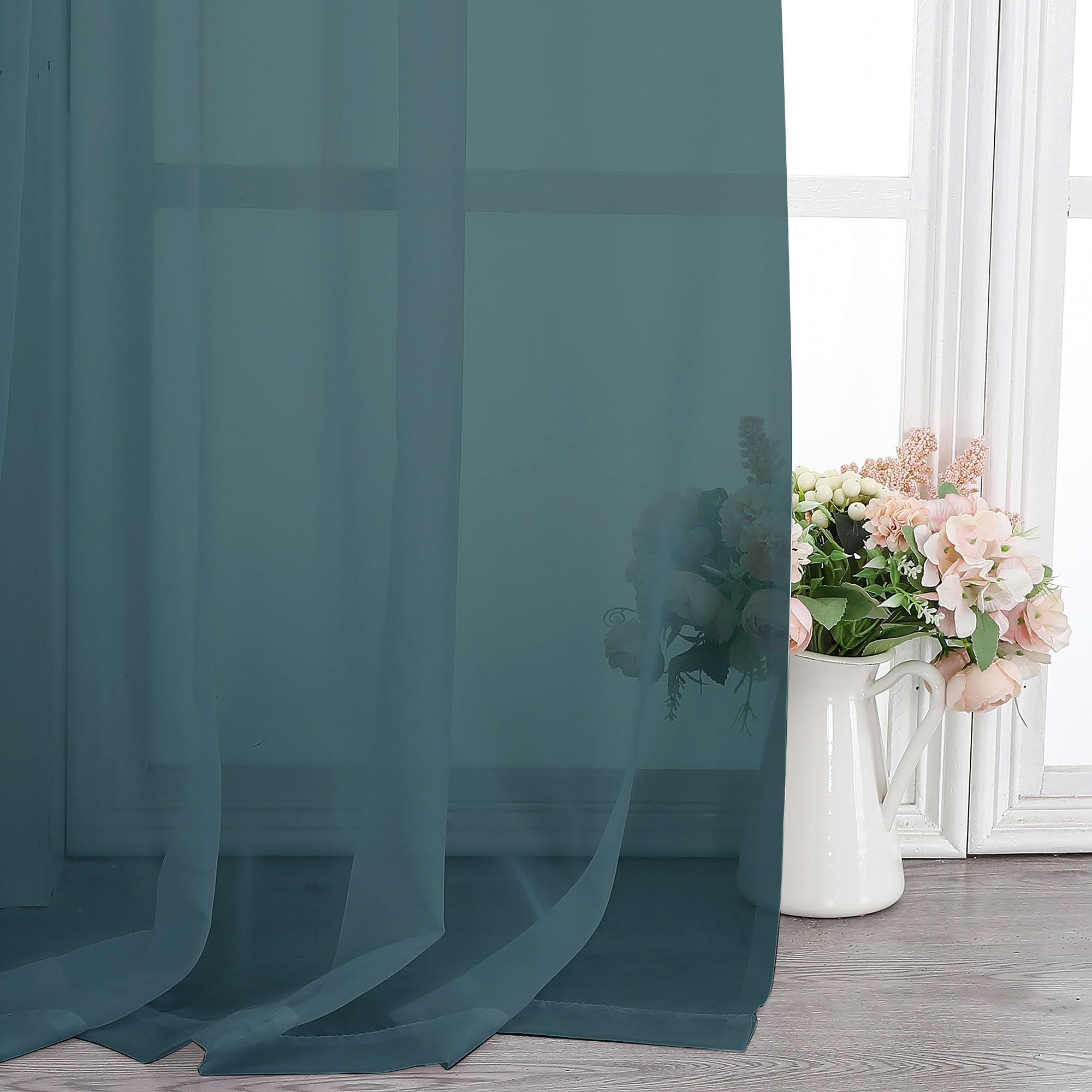Stone Blue Sheer Curtains 72 Inch Length 2 Panels (2 Count)