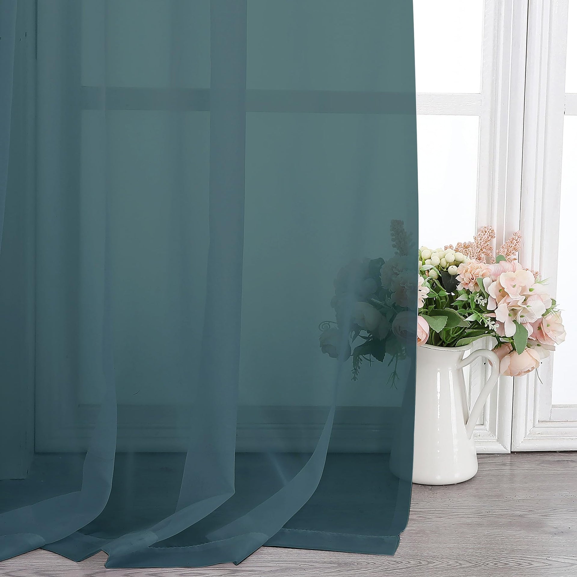 Stone Blue Sheer Curtains 84 Inches Long (2 Count)