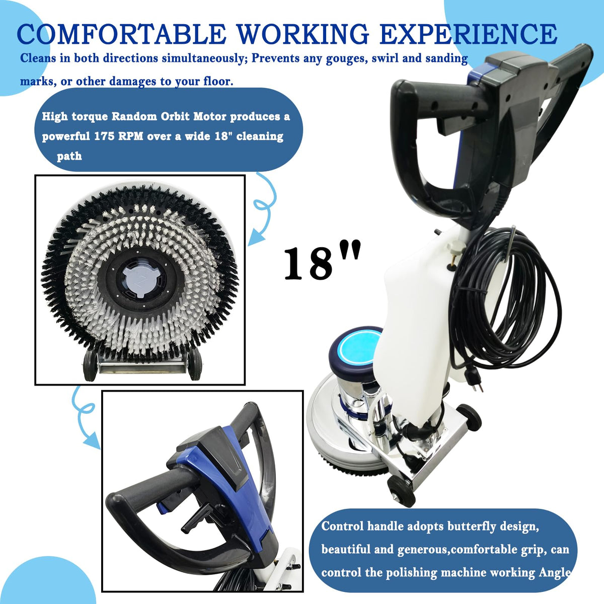 18" Commercial Floor Scrubber & Polisher Heavy Duty Multi