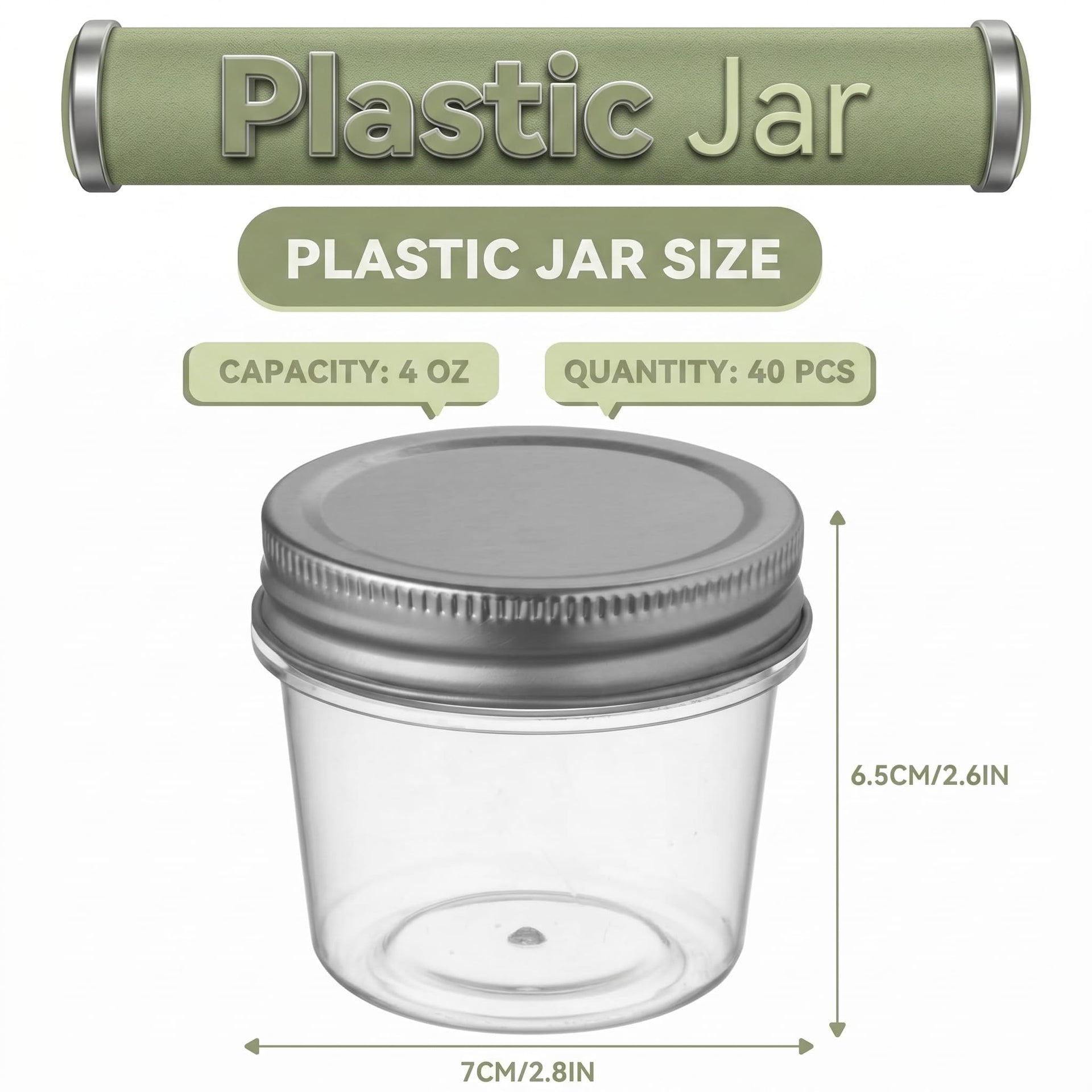 4 oz Plastic Small Mason Jars and Small Plastic Jars with Lids (40 Count)