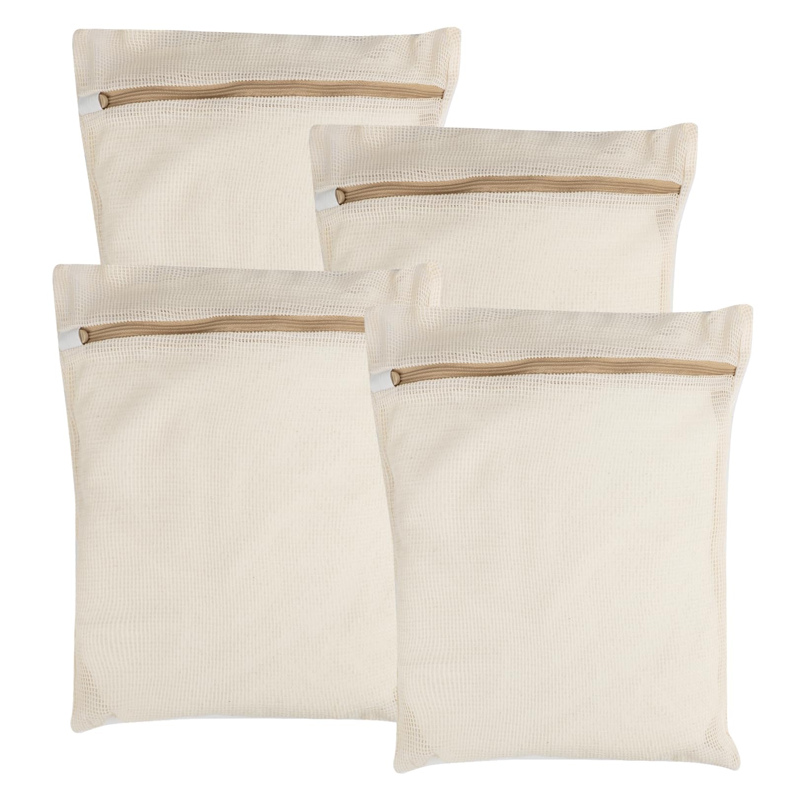 4 Piece Medium Durable Organic Cotton Mesh Laundry Bags with Sturdy Zippers and Breathable Mesh are Delicate Laundry Bags for Underwear (100 Count)