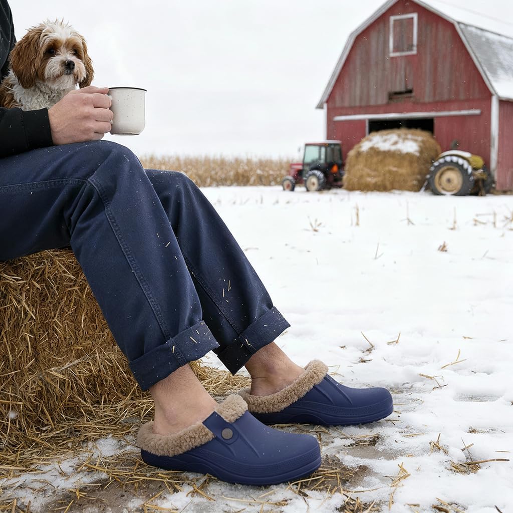 Fur Lined Clogs for Women & Men Fuzzy Slippers with Memory Foam