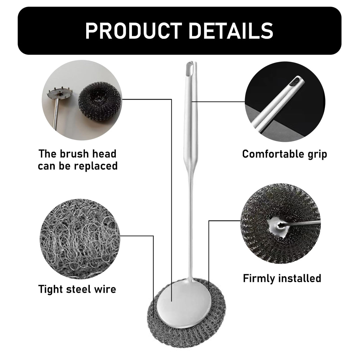 Stainless Steel Wool Metal Wire Scrubber Sponge Scouring Pads