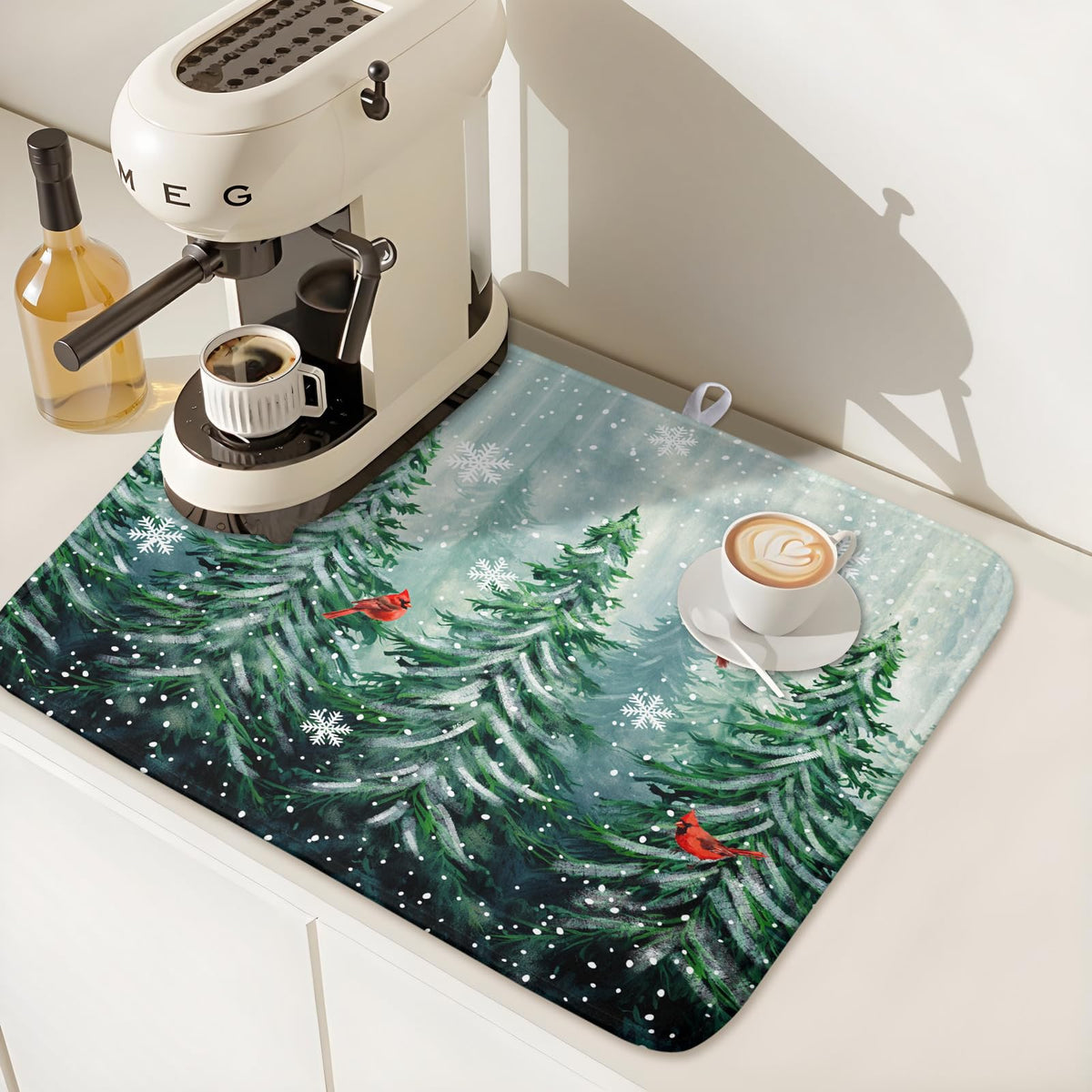 Winter Pines Tree Dish Drying Mats for Kitchen Counter