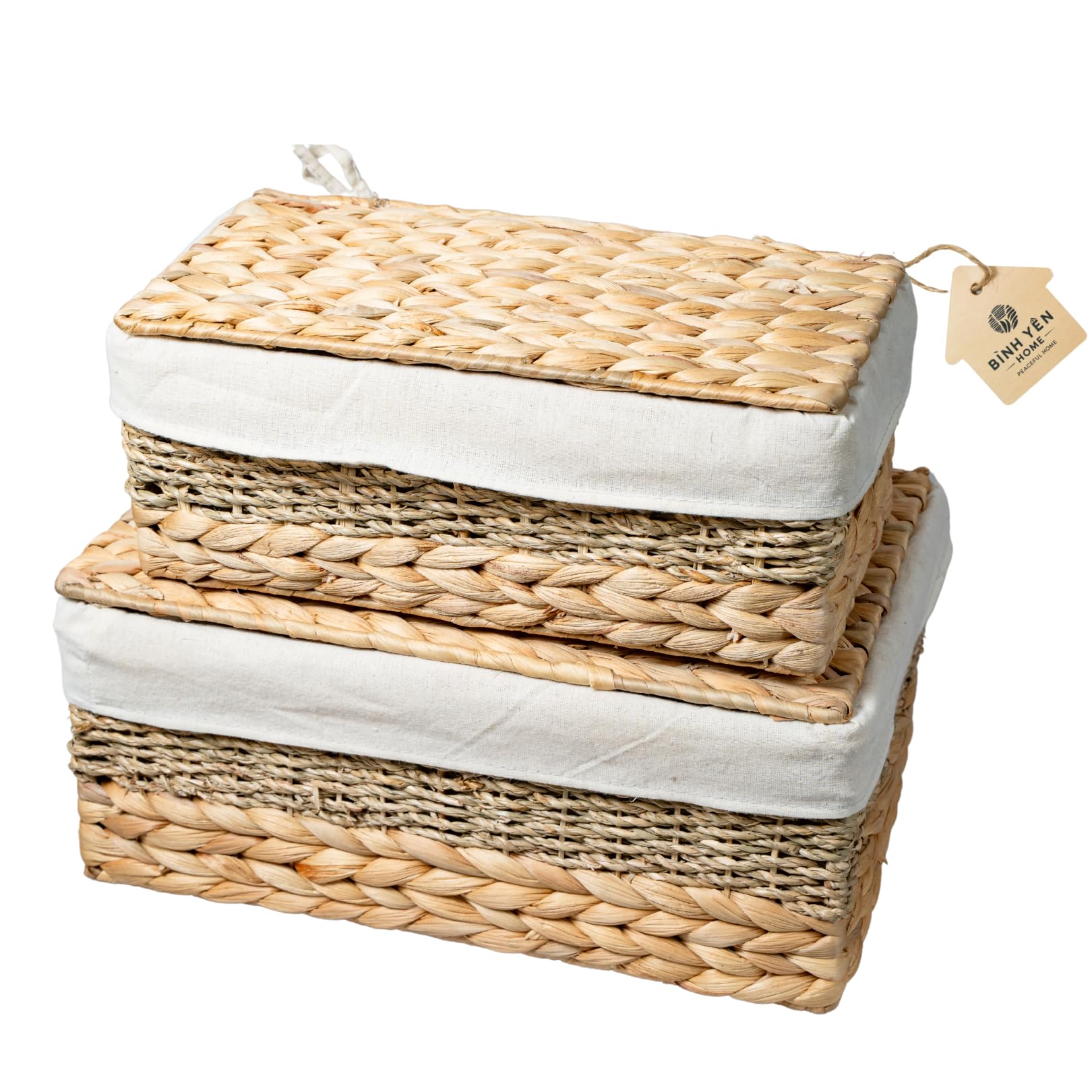 Wicker Storage Baskets with Lid and Lining (2 Count)