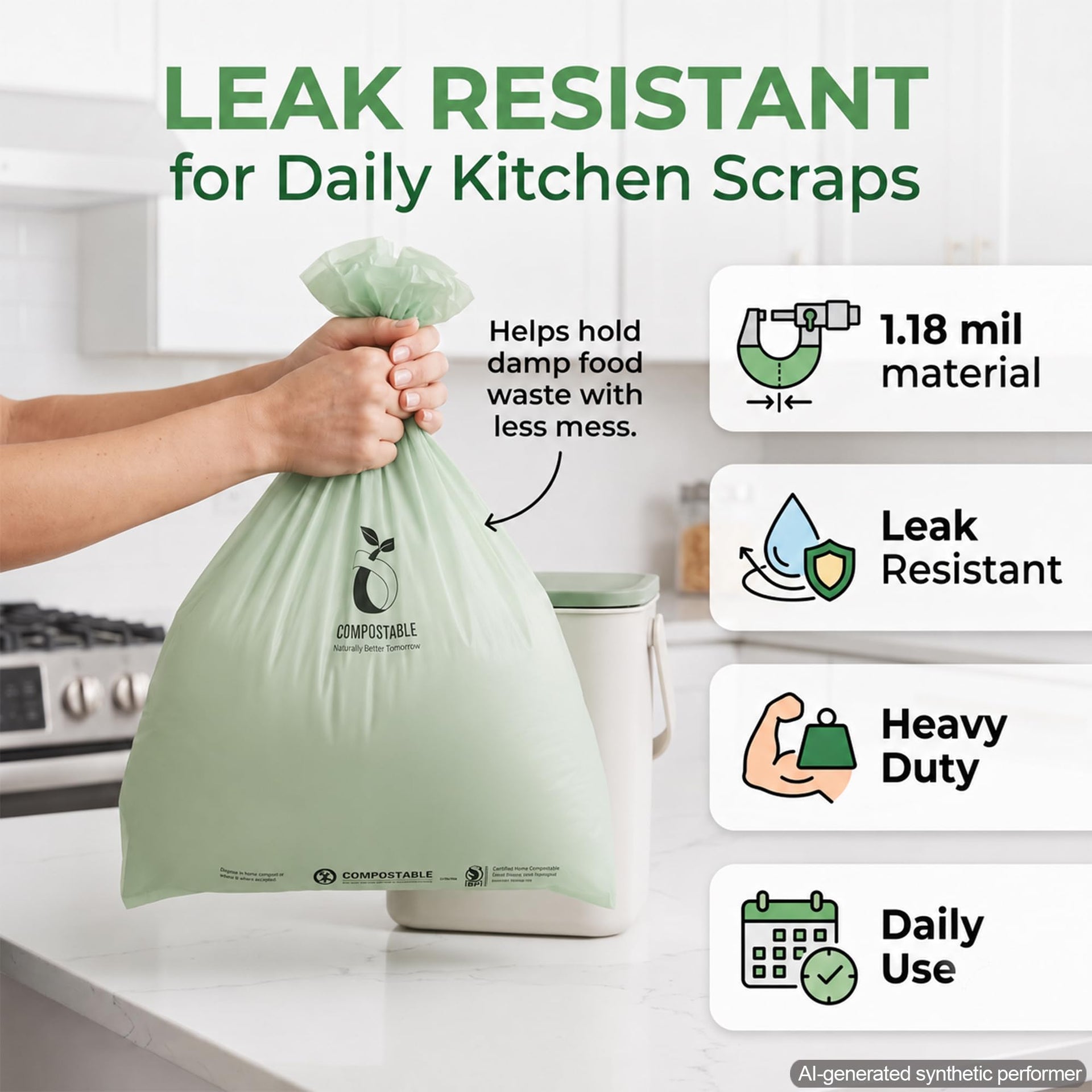 Compostable Trash Bags 6 Gallon (50 Count)