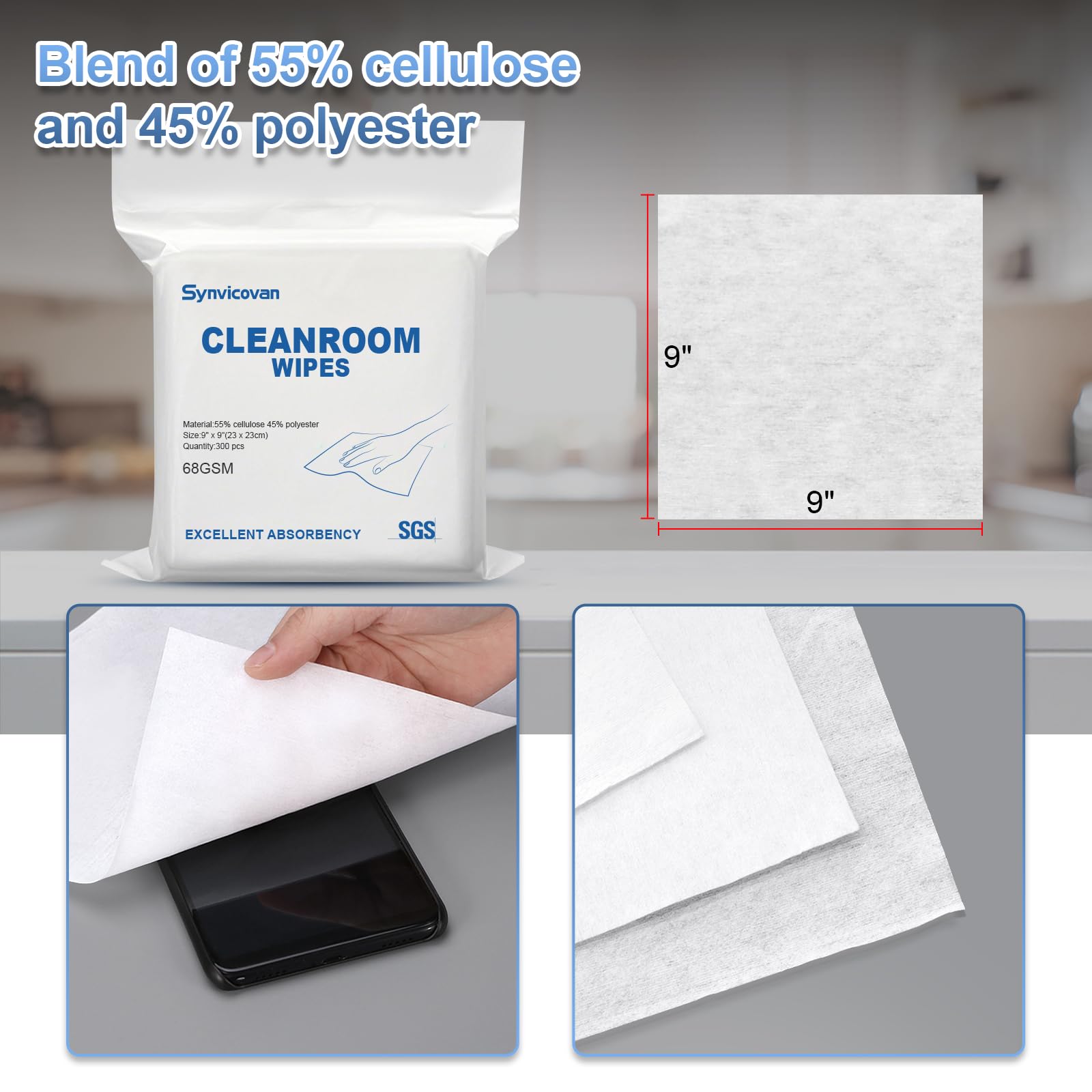 Cleanroom Wipes 9"x9" (300 Count)