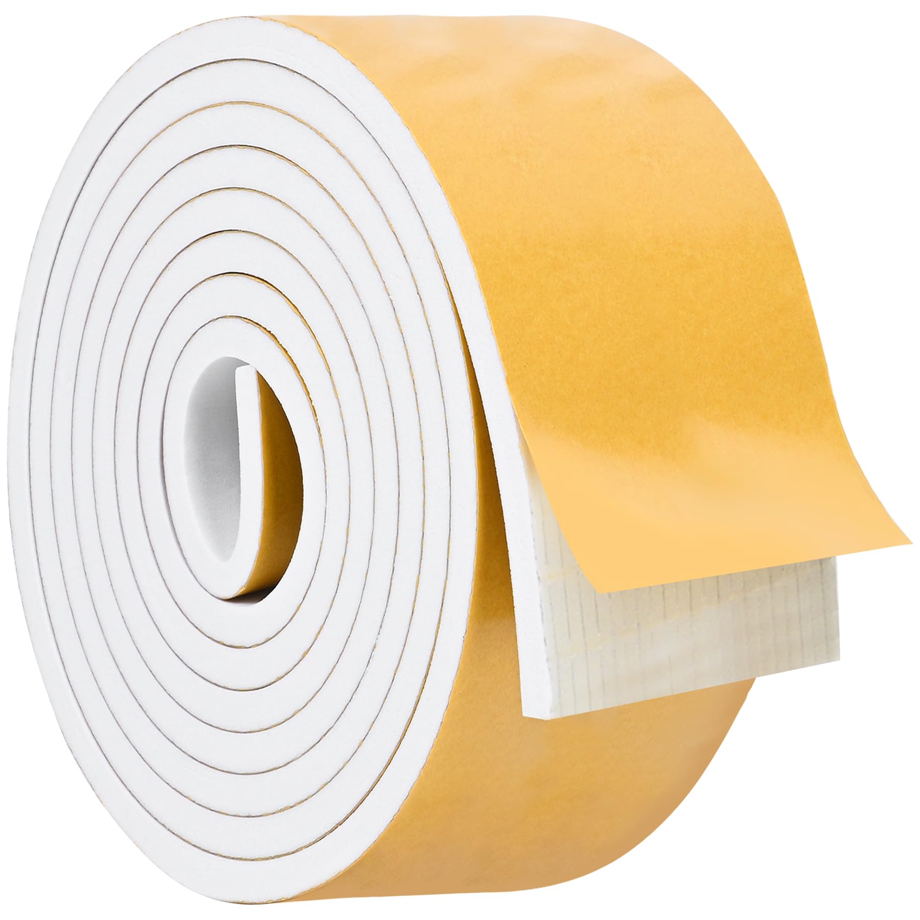 White Door Window Weather Stripping Self Adhesive Foam Tape High Density Foam Sealing Strip Window Insulation Weatherproof Gasket Tape for Doors and Windows (10 Foot)