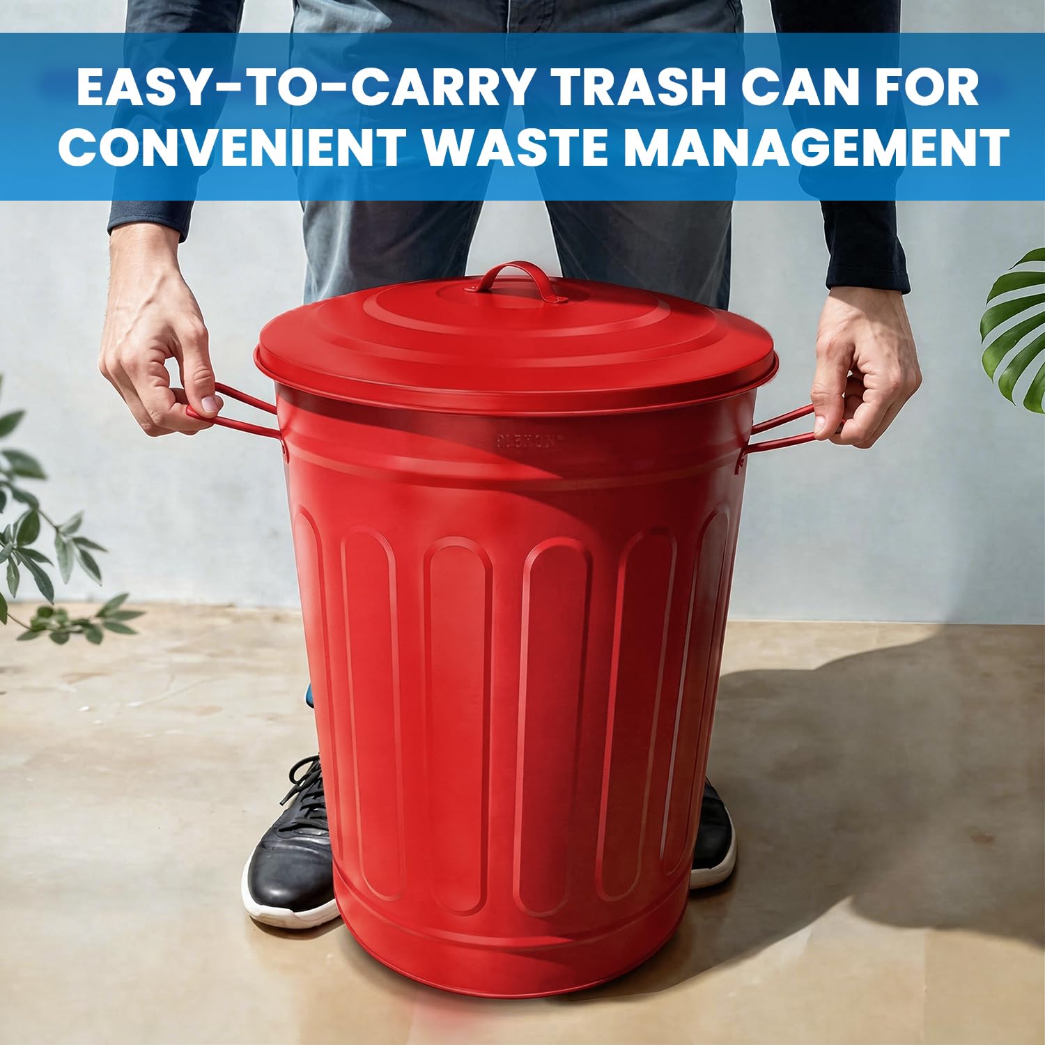Metal Trash Can with Lid 13 Gallon