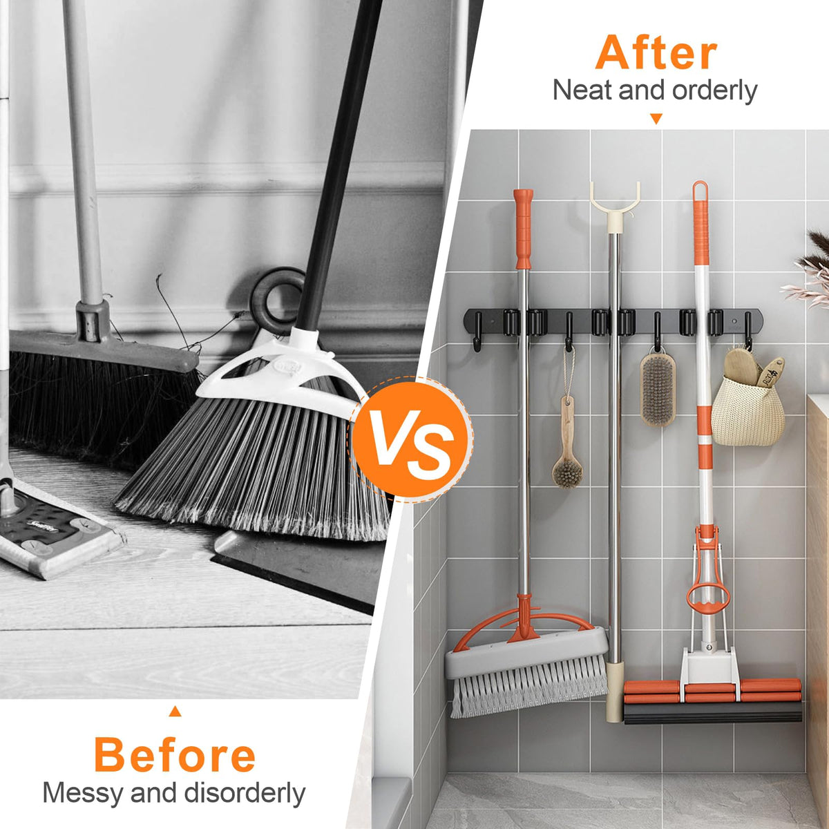2 Pack Mop and Broom Holder Wall Mount (2 Count)