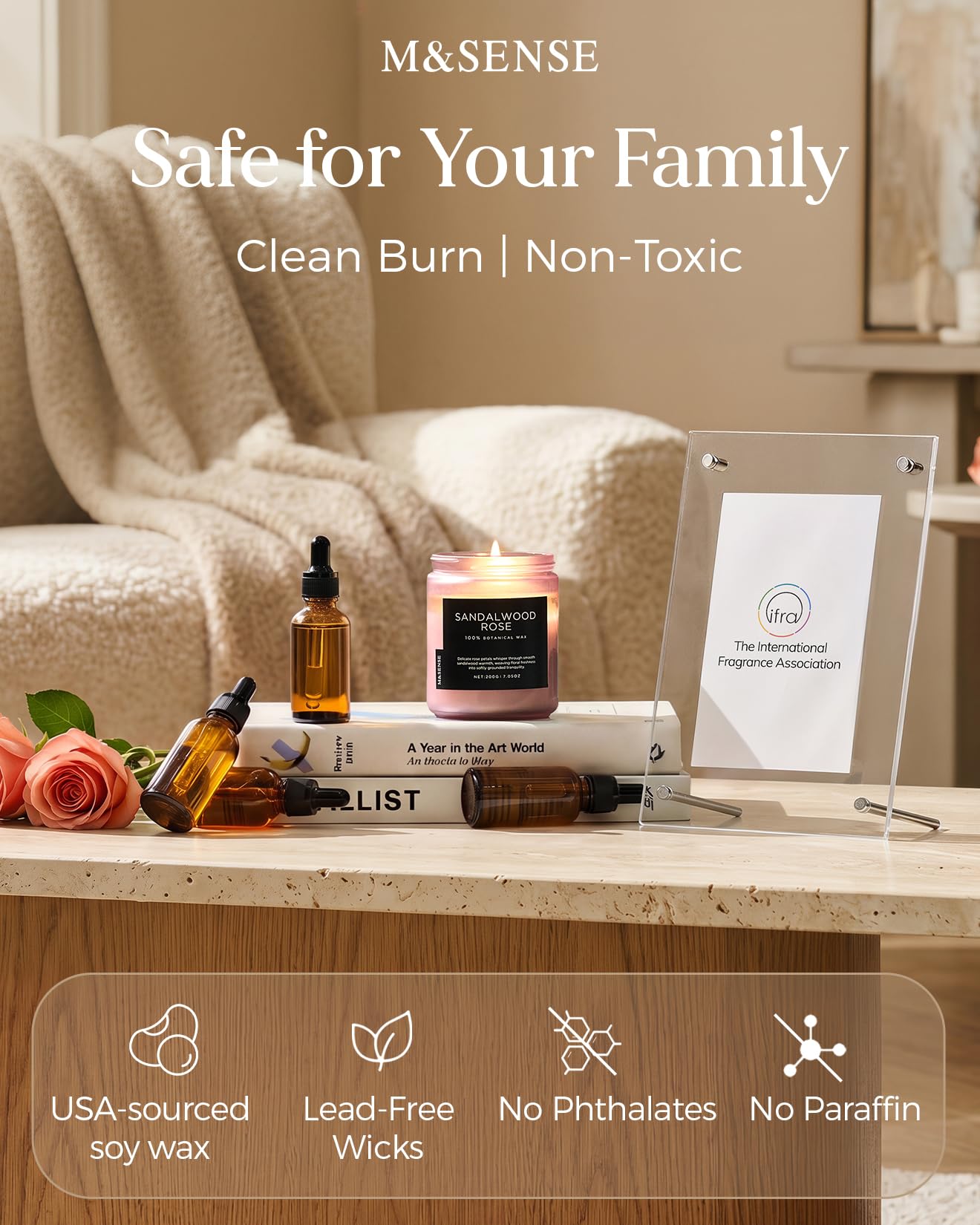 Sandalwood Rose Scented Candles for Home (7.05 Ounce)