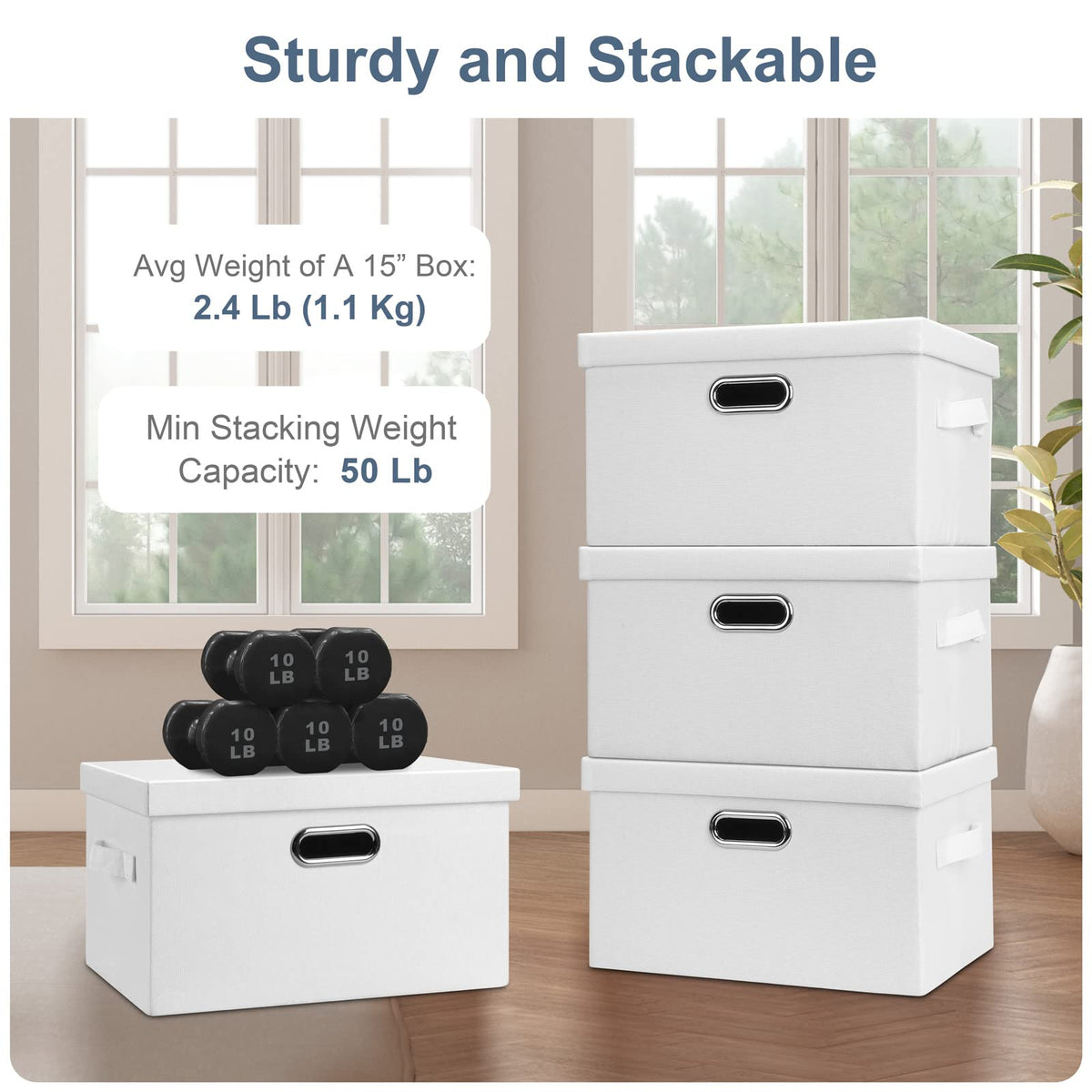 Medium 15" 21 Quart Collapsible Stackable Storage Bins with Lids (5 Count)