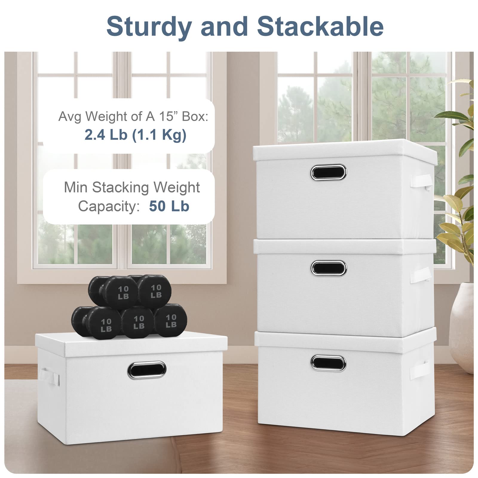 Medium 15" 21 Quart Collapsible Stackable Storage Bins with Lids (5 Count)