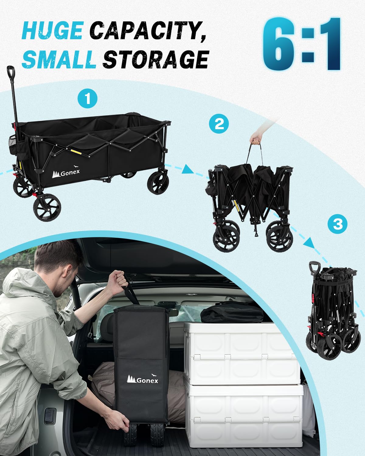 48" L Collapsible Wagon Cart Foldable